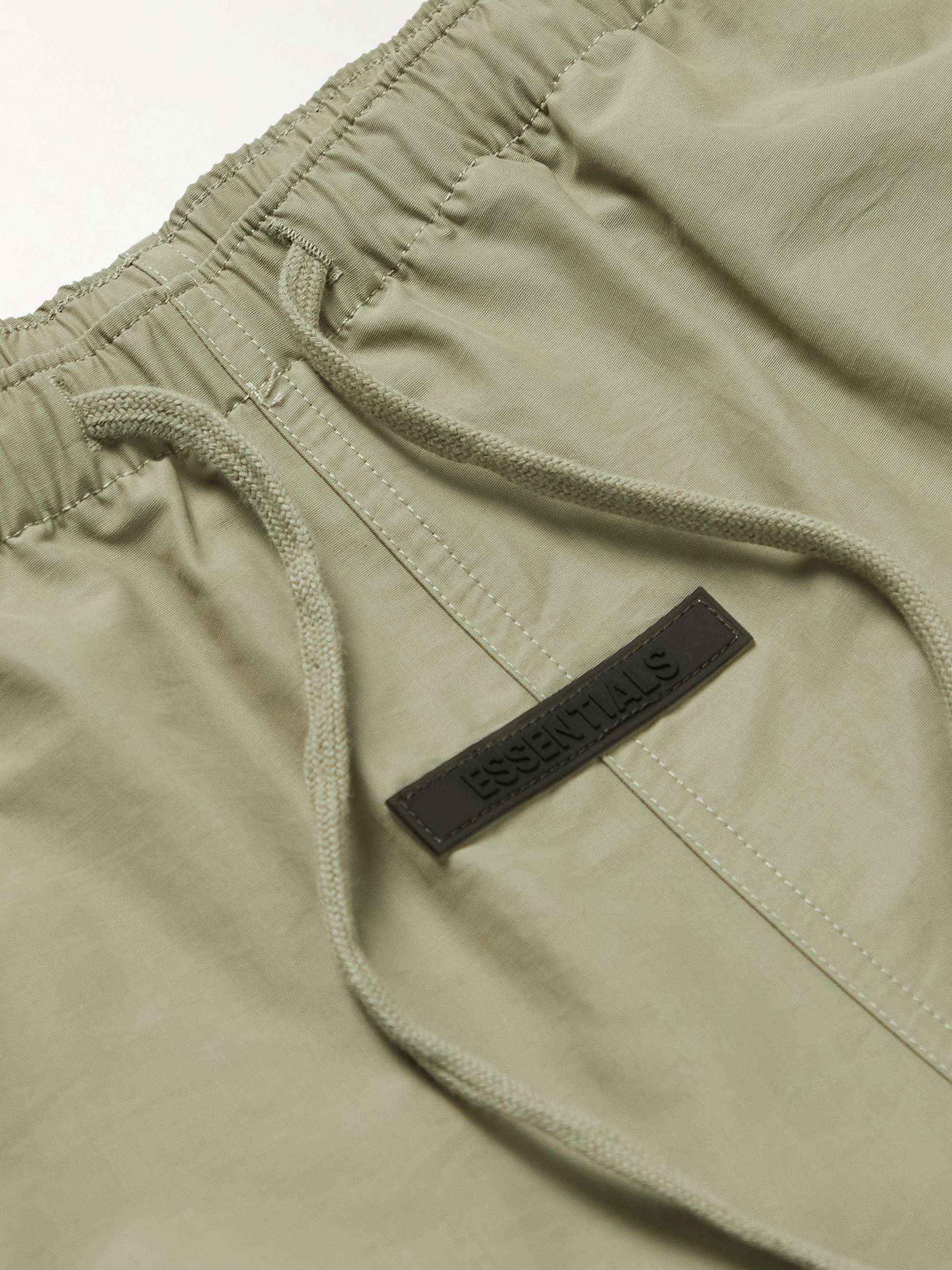 FEAR OF GOD ESSENTIALS Wide-Leg Logo-Print Cotton-Blend Shell Drawstring Shorts