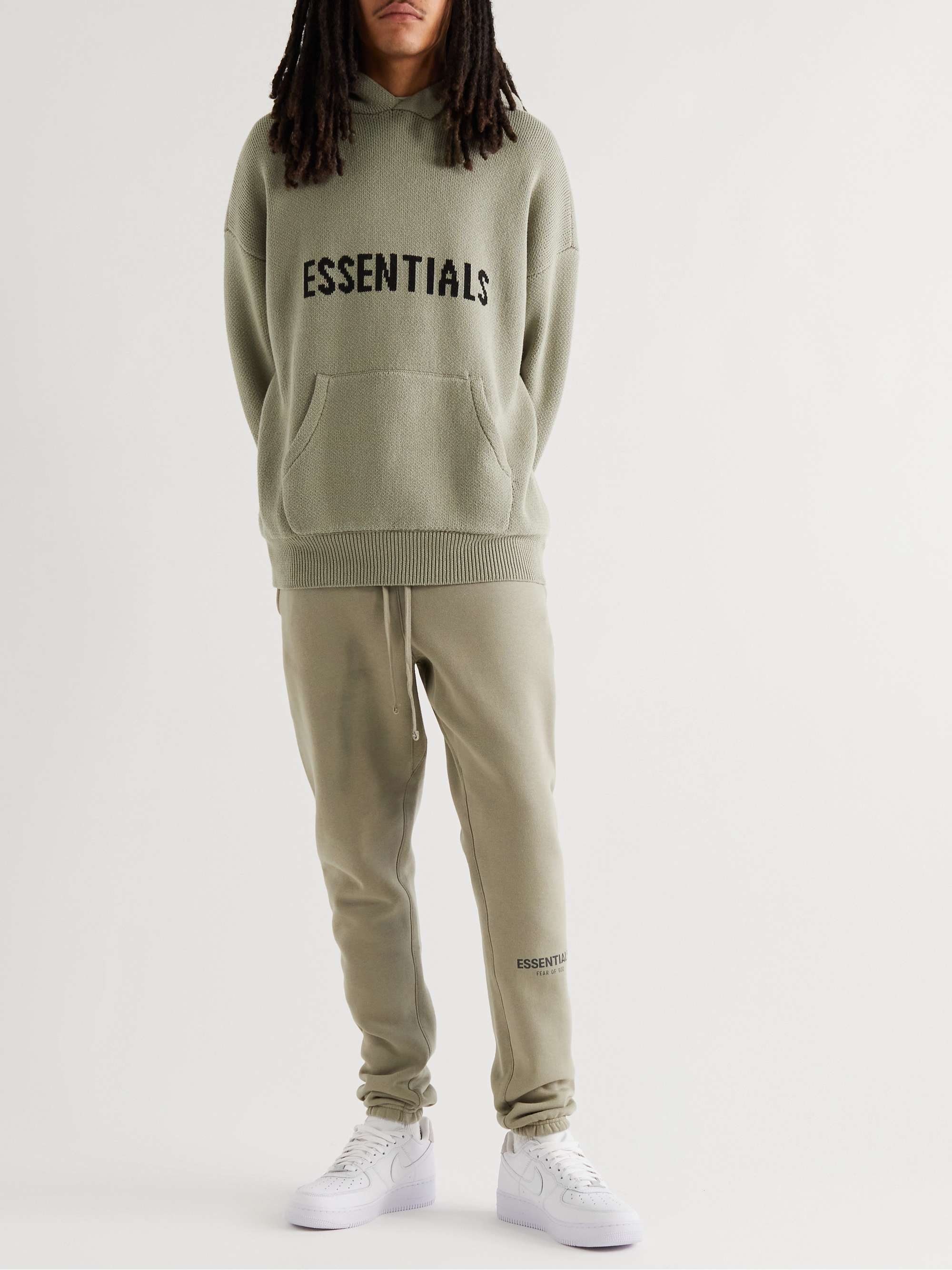 FEAR OF GOD ESSENTIALS Logo-Intarsia Cotton-Blend Hoodie