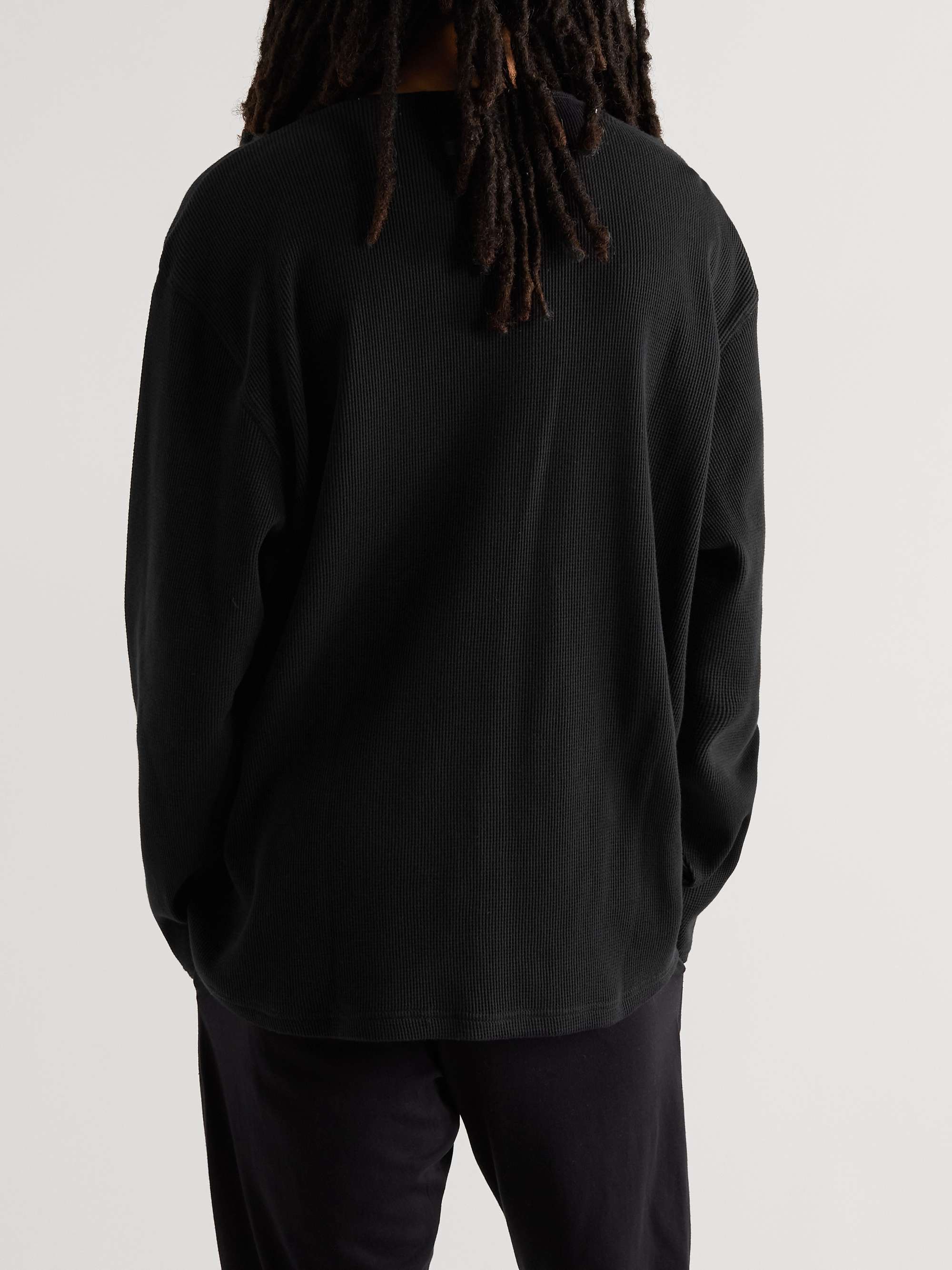 FEAR OF GOD ESSENTIALS Logo-Appliquéd Waffle-Knit Cotton-Jersey Henley T-Shirt