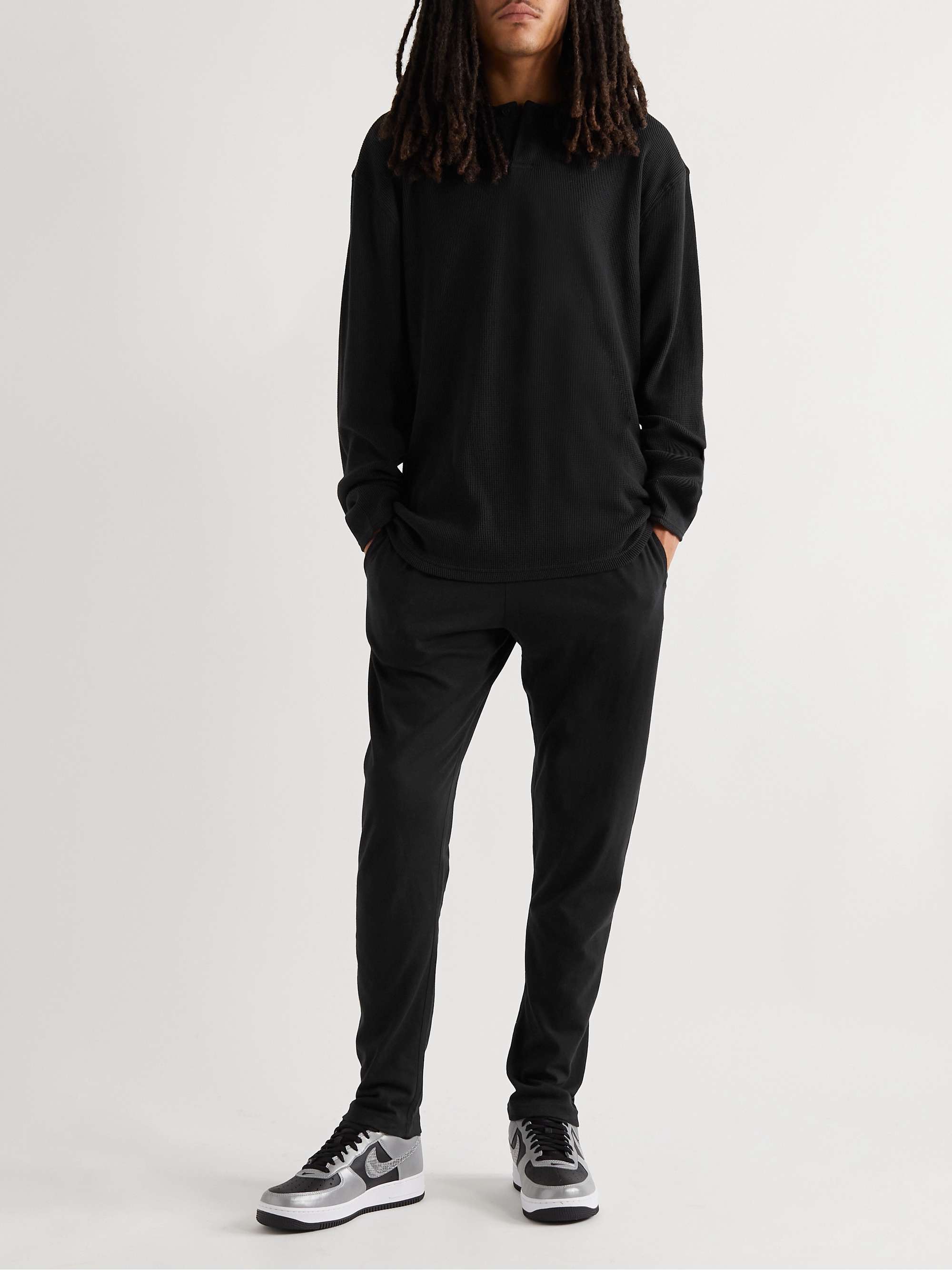 FEAR OF GOD ESSENTIALS Logo-Appliquéd Waffle-Knit Cotton-Jersey Henley T-Shirt