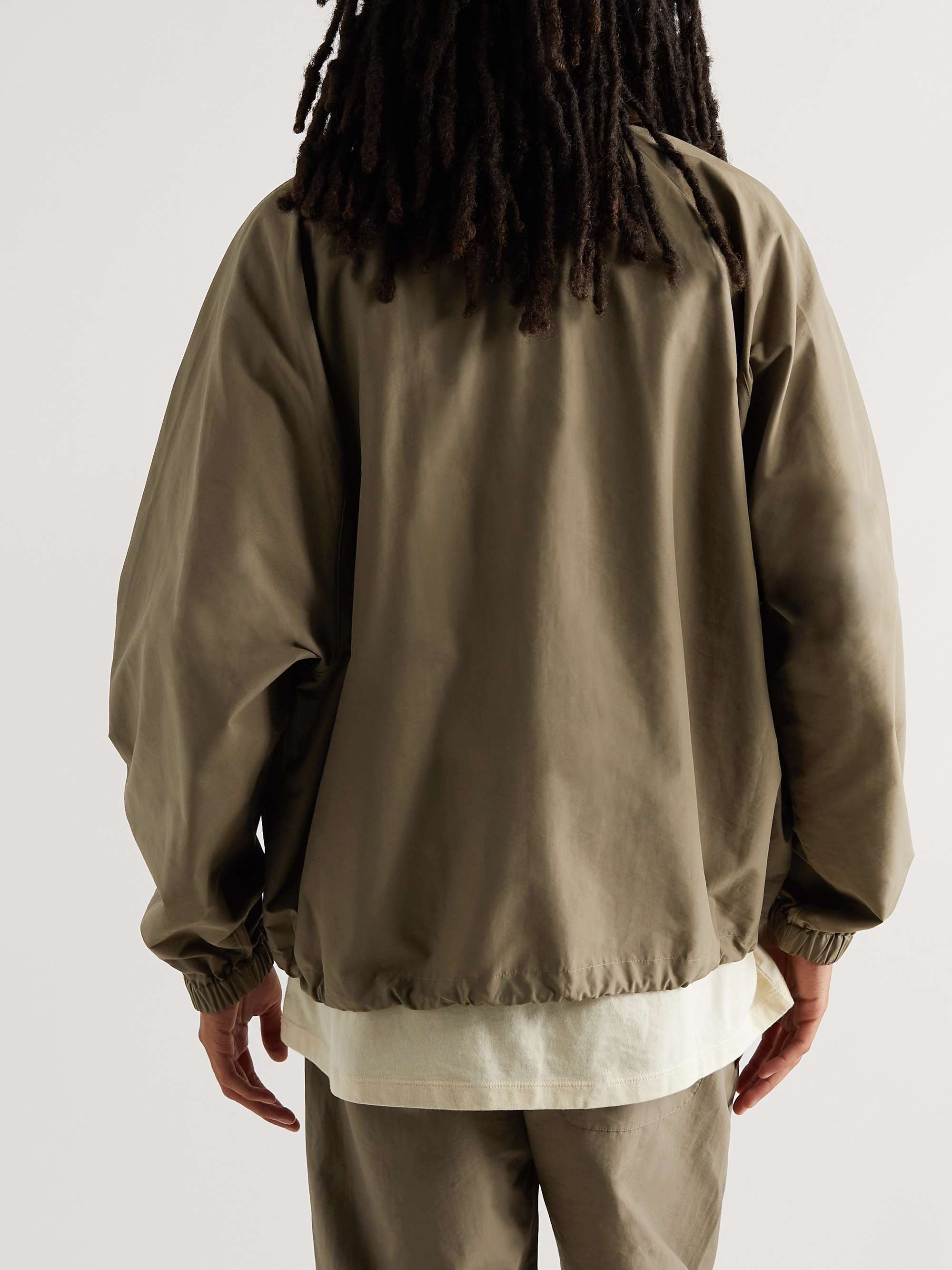 FEAR OF GOD ESSENTIALS Logo-Print Cotton-Blend Poplin Half-Zip Track Jacket