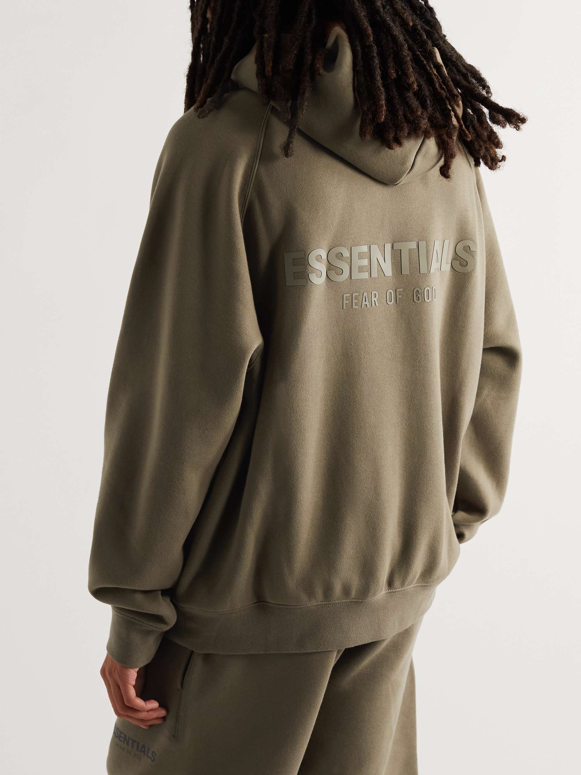 FEAR OF GOD ESSENTIALS Logo-Print Cotton-Blend Jersey Hoodie