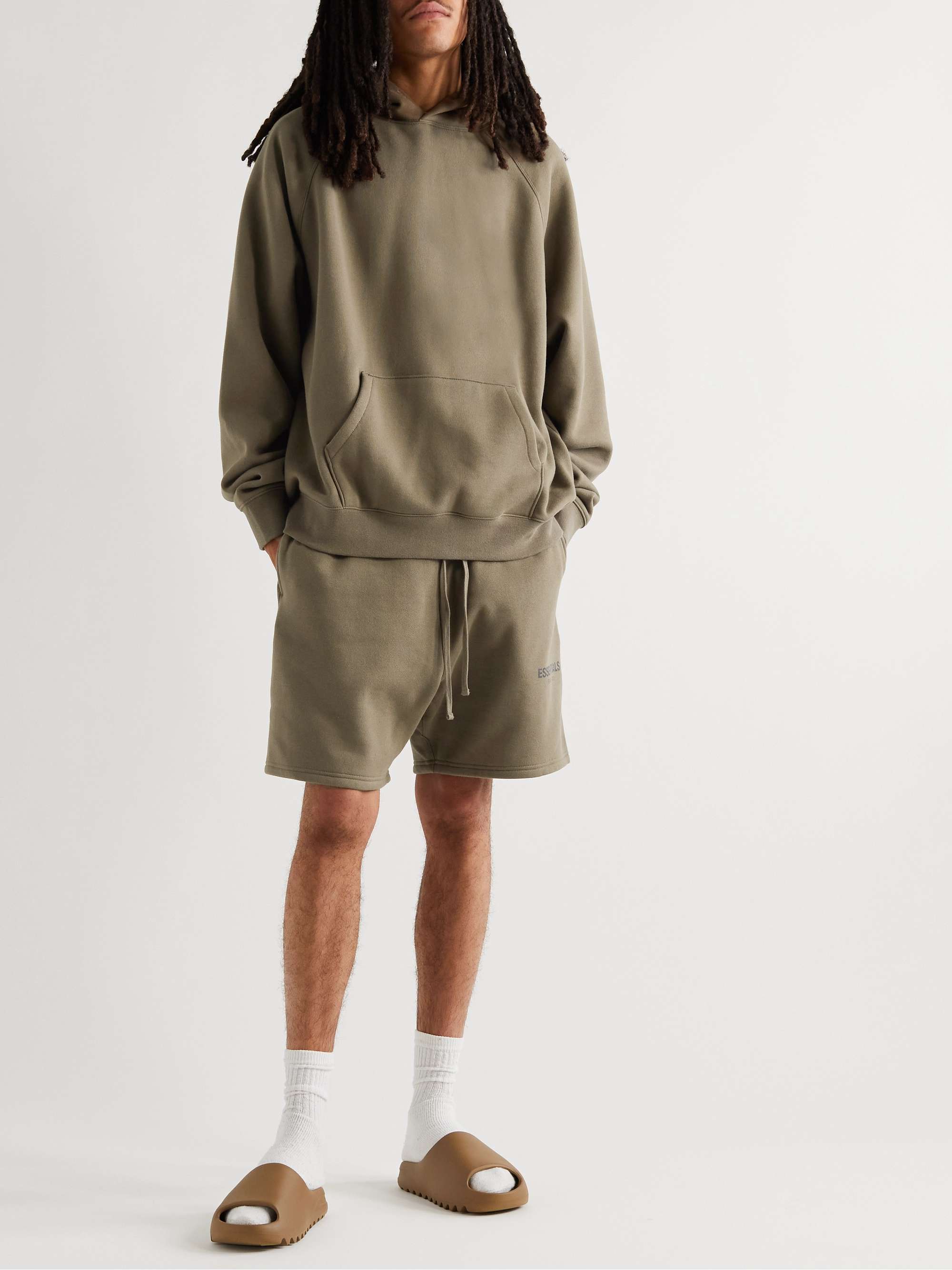 FEAR OF GOD ESSENTIALS Logo-Print Cotton-Blend Jersey Hoodie