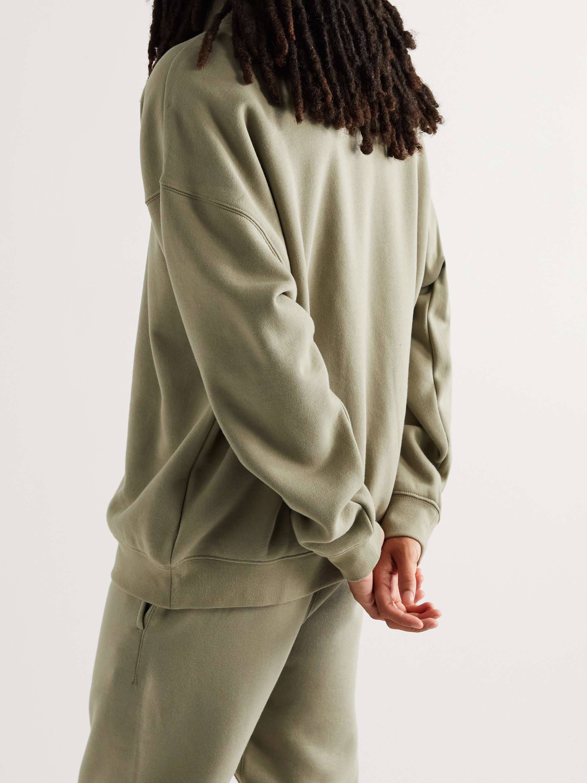 FEAR OF GOD ESSENTIALS Logo-Print Cotton-Blend Jersey Mock-Neck Sweatshirt