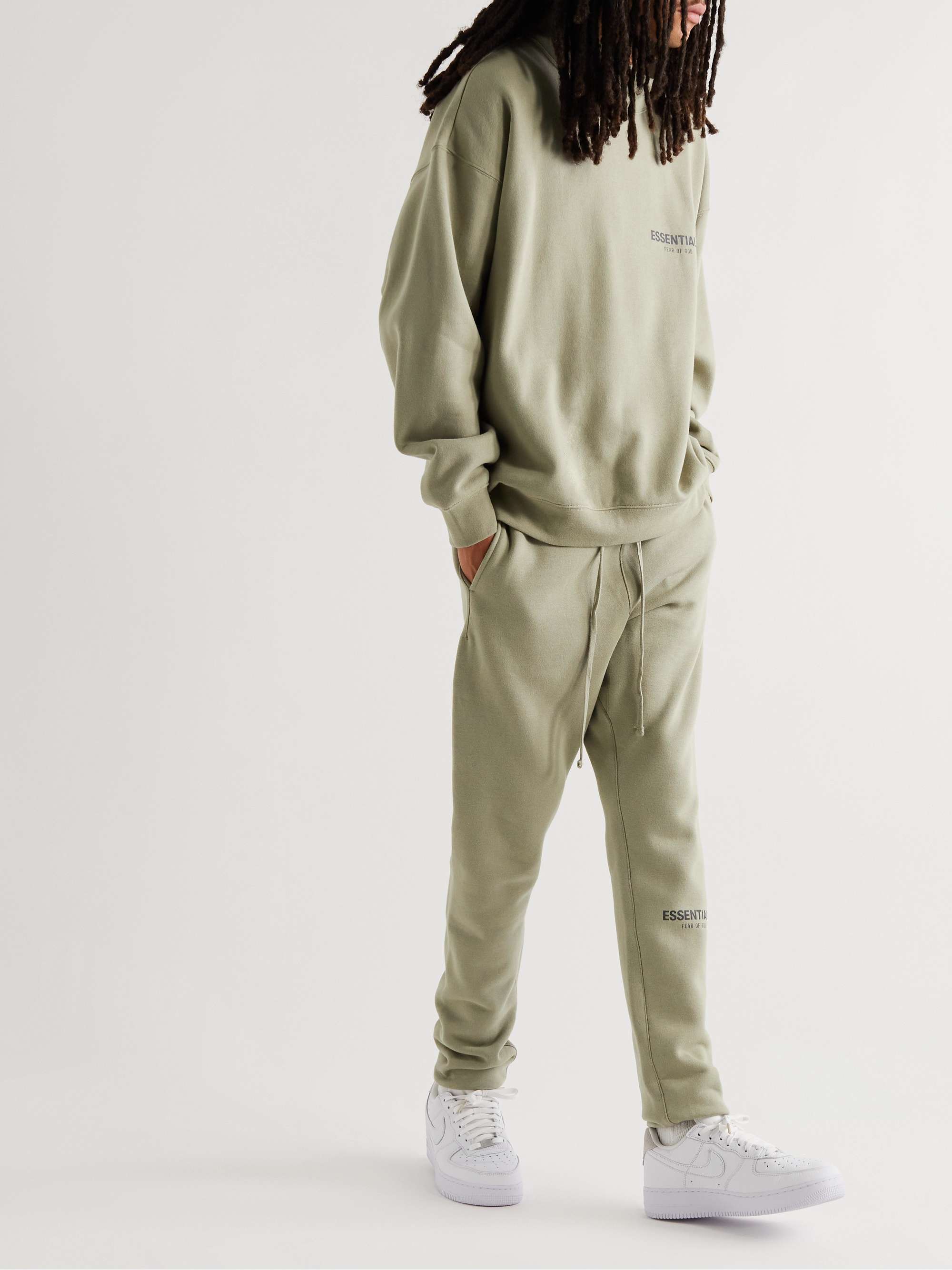 FEAR OF GOD ESSENTIALS Logo-Print Cotton-Blend Jersey Mock-Neck Sweatshirt