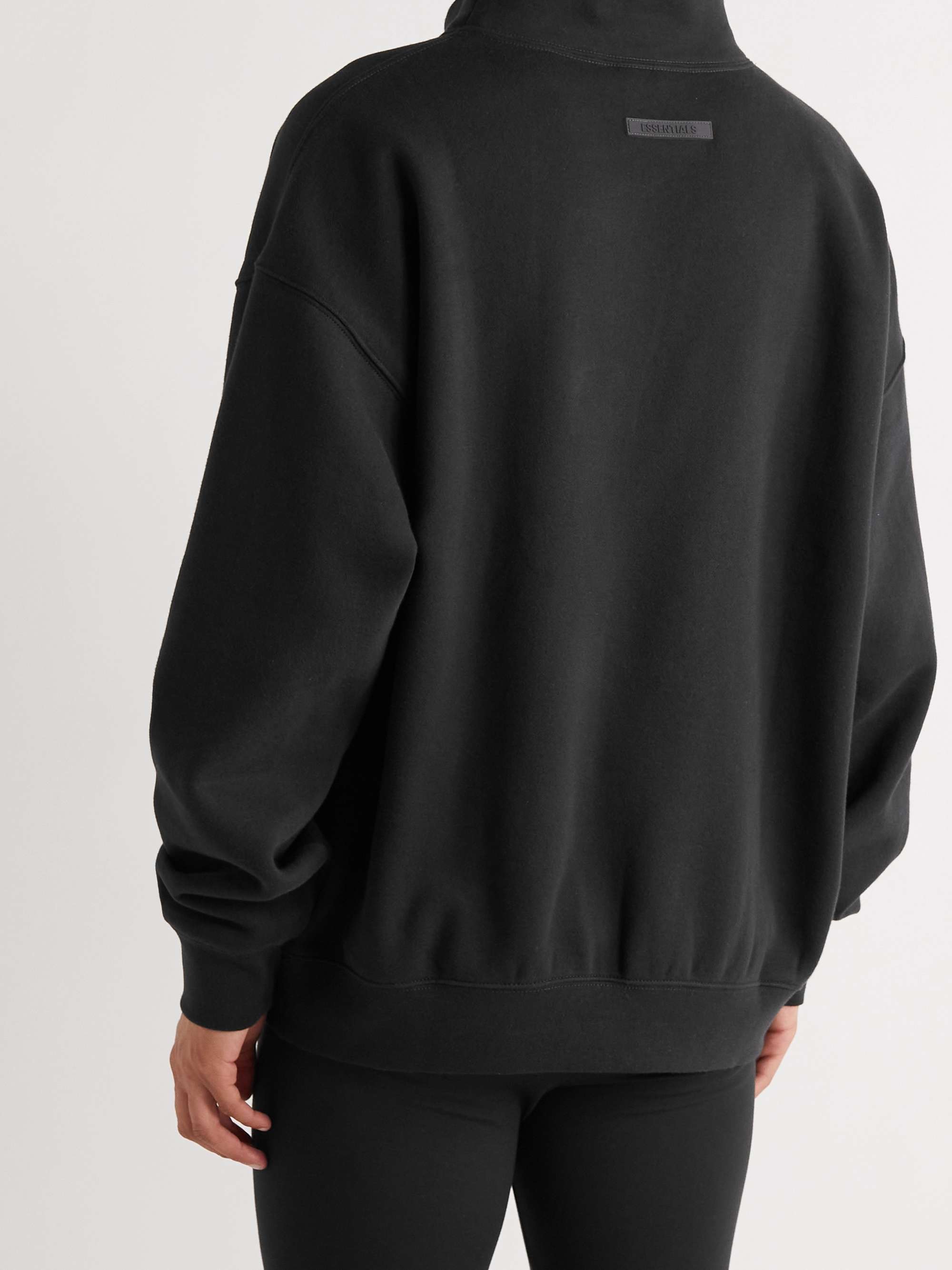 FEAR OF GOD ESSENTIALS Logo-Print Cotton-Blend Jersey Mock-Neck Sweatshirt