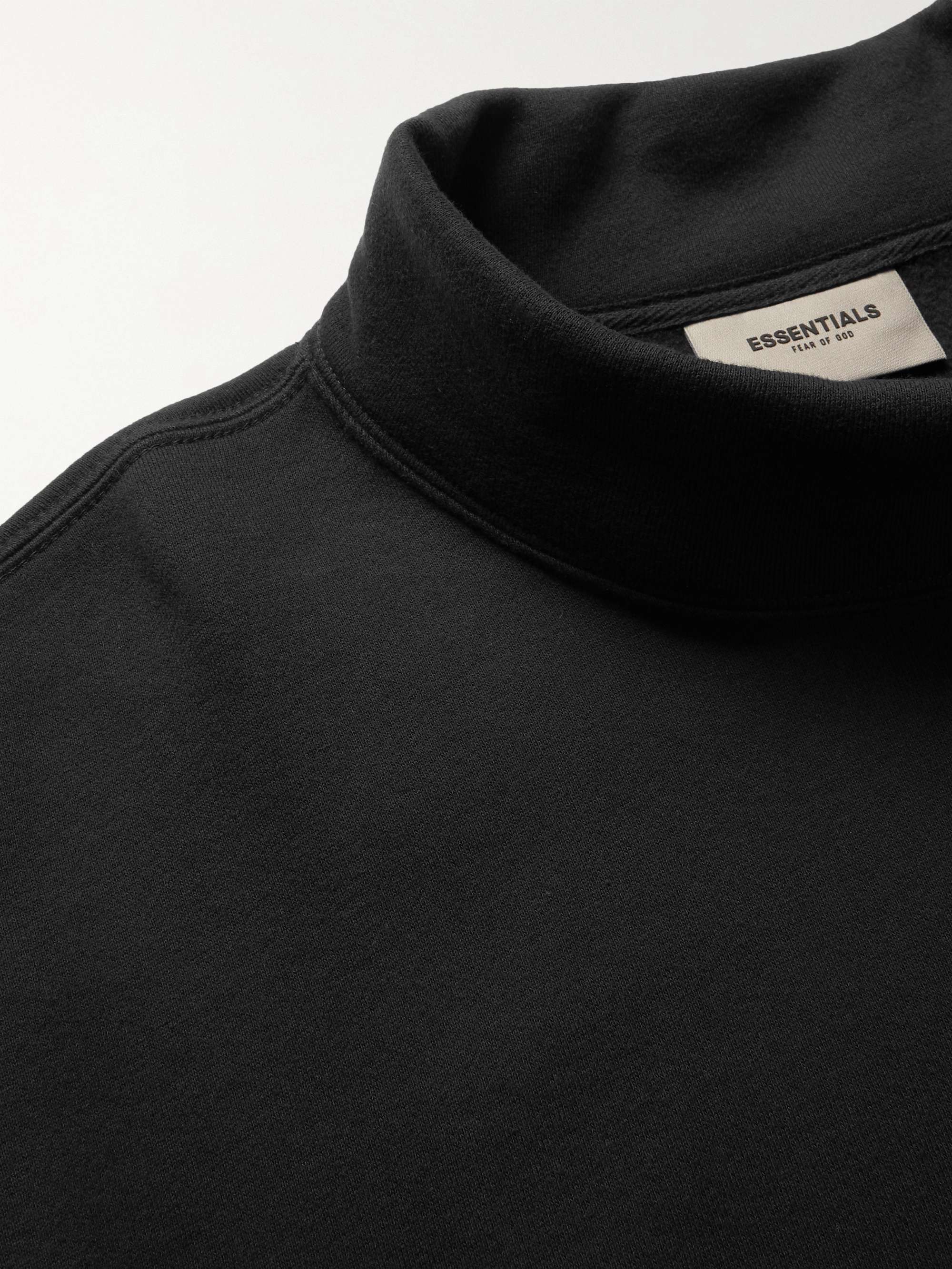 FEAR OF GOD ESSENTIALS Logo-Print Cotton-Blend Jersey Mock-Neck Sweatshirt