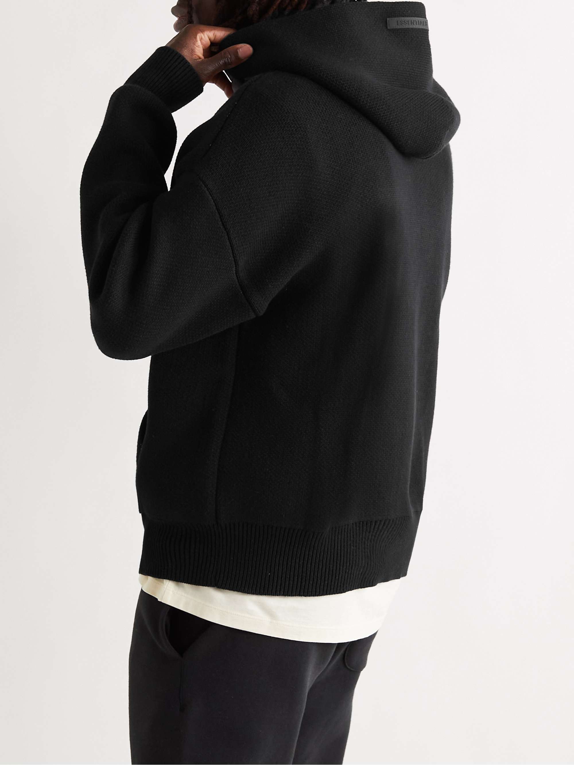 FEAR OF GOD ESSENTIALS Oversized Logo-Intarsia Cotton-Blend Hoodie