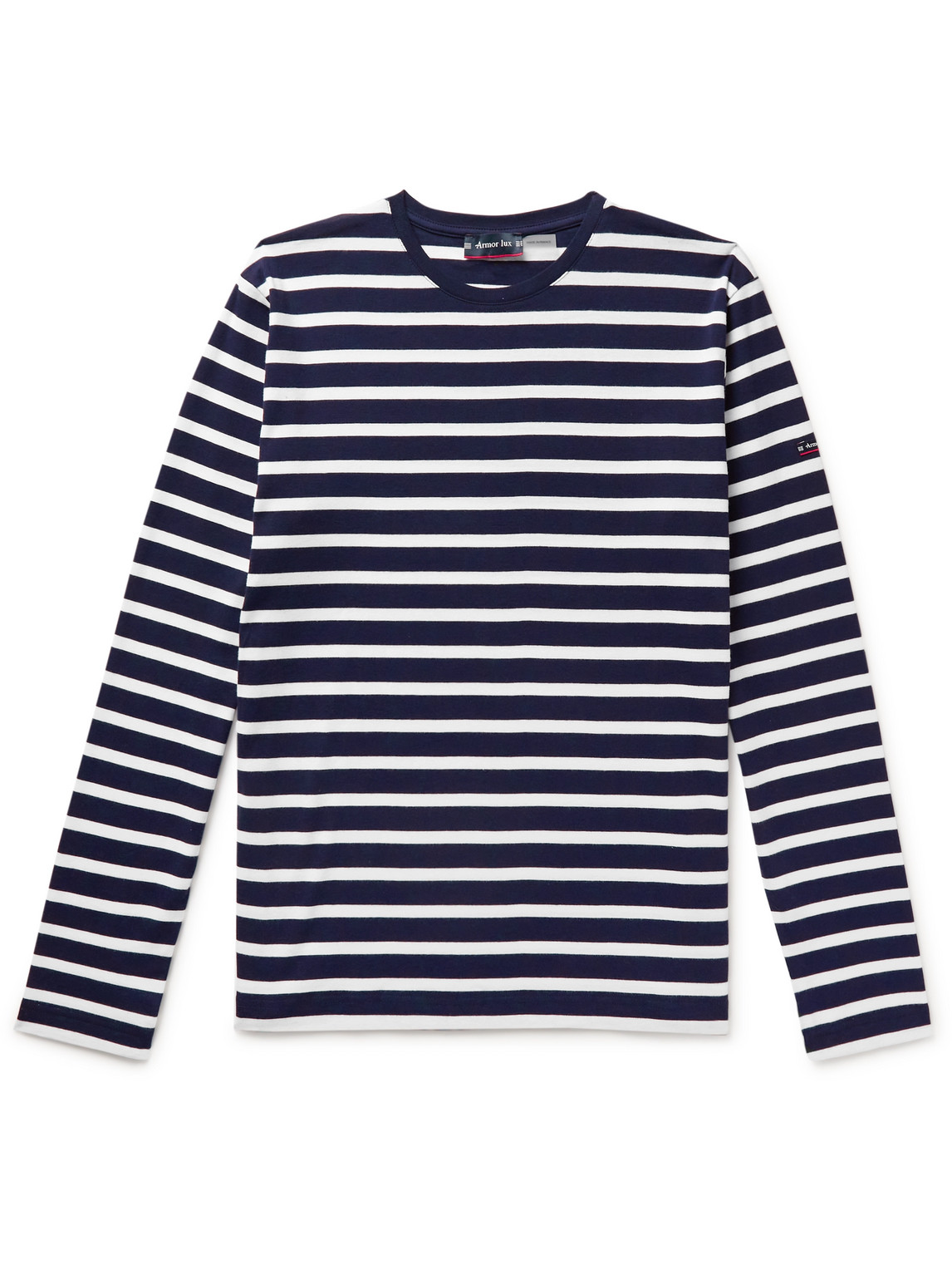 Armor-lux Slim-fit Striped Cotton-jersey T-shirt In Blue