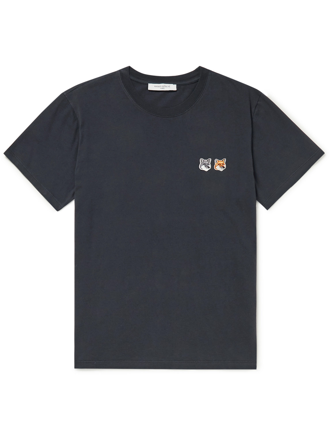 Maison Kitsuné Logo-appliquéd Cotton-jersey T-shirt In Gray