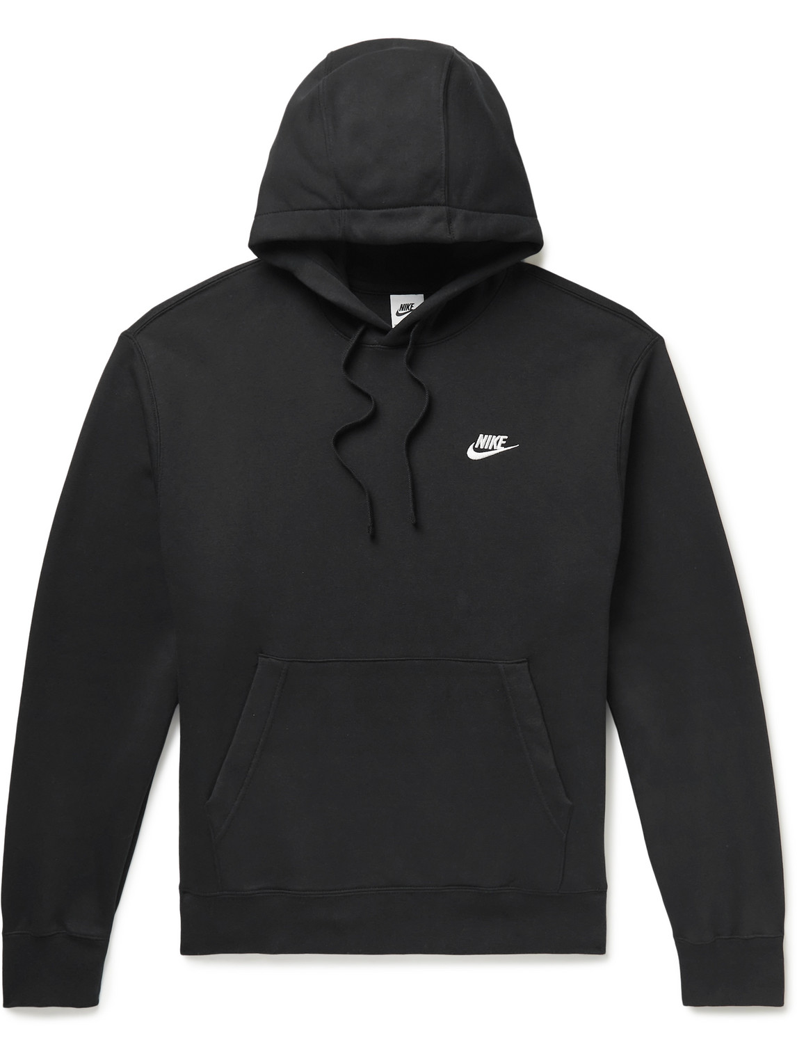 Nike Sportswear Club Logo-embroidered Cotton-blend Jersey Hoodie In Black