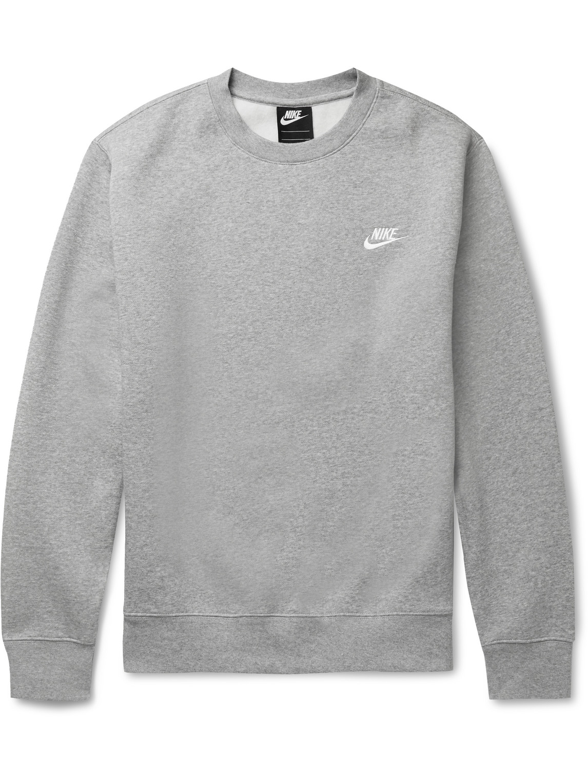 Shop Nike Logo-embroidered Cotton-blend Jersey Sweatshirt In Gray