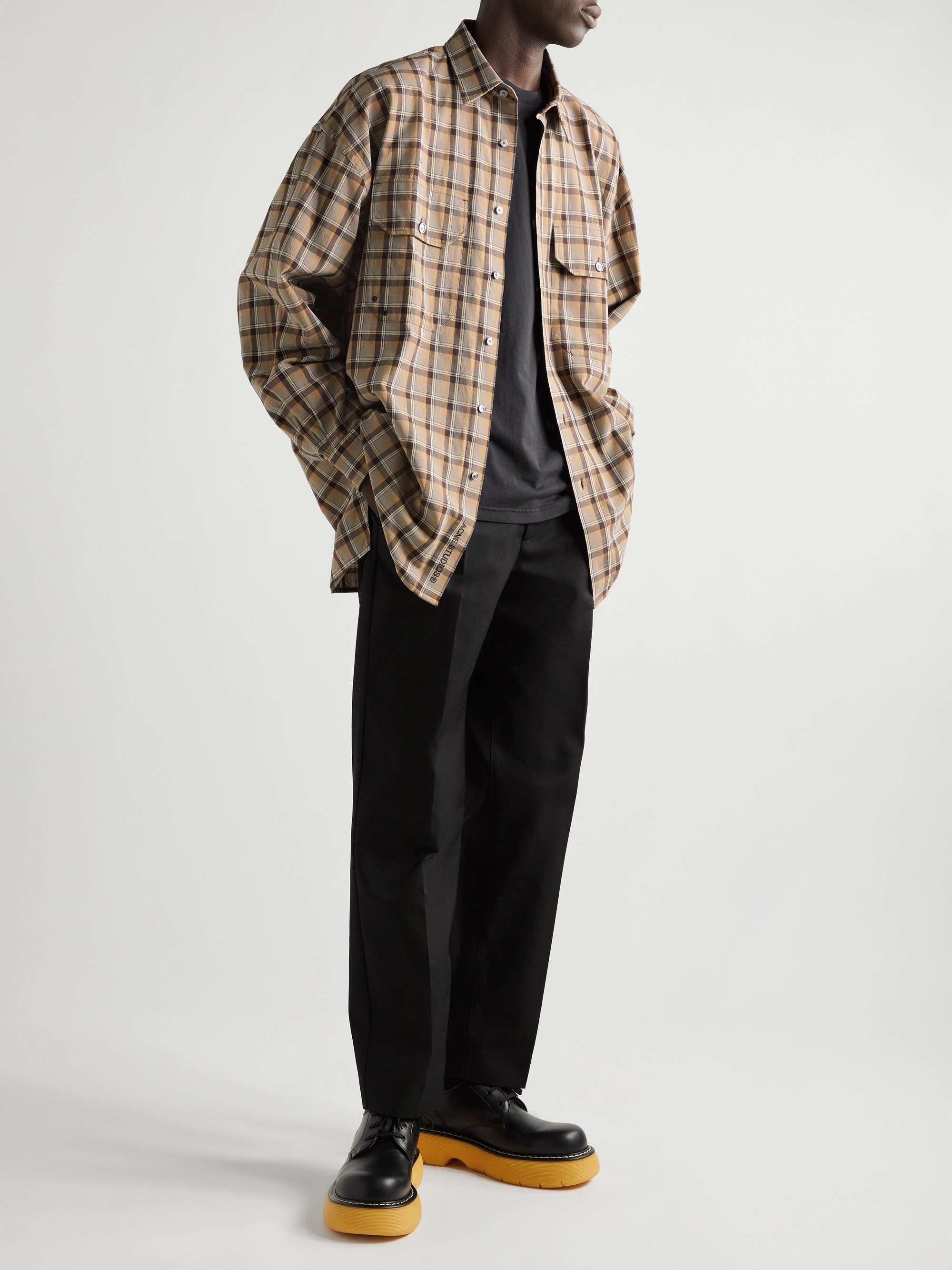 ACNE STUDIOS Oversized Logo-Embroidered Checked Cotton Shirt for Men ...