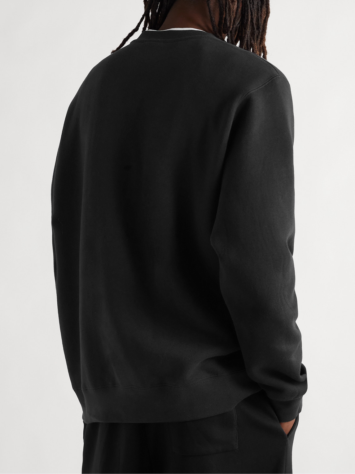 Shop Nike Sportswear Club Logo-embroidered Cotton-blend Tech Fleece Sweatshirt In Black
