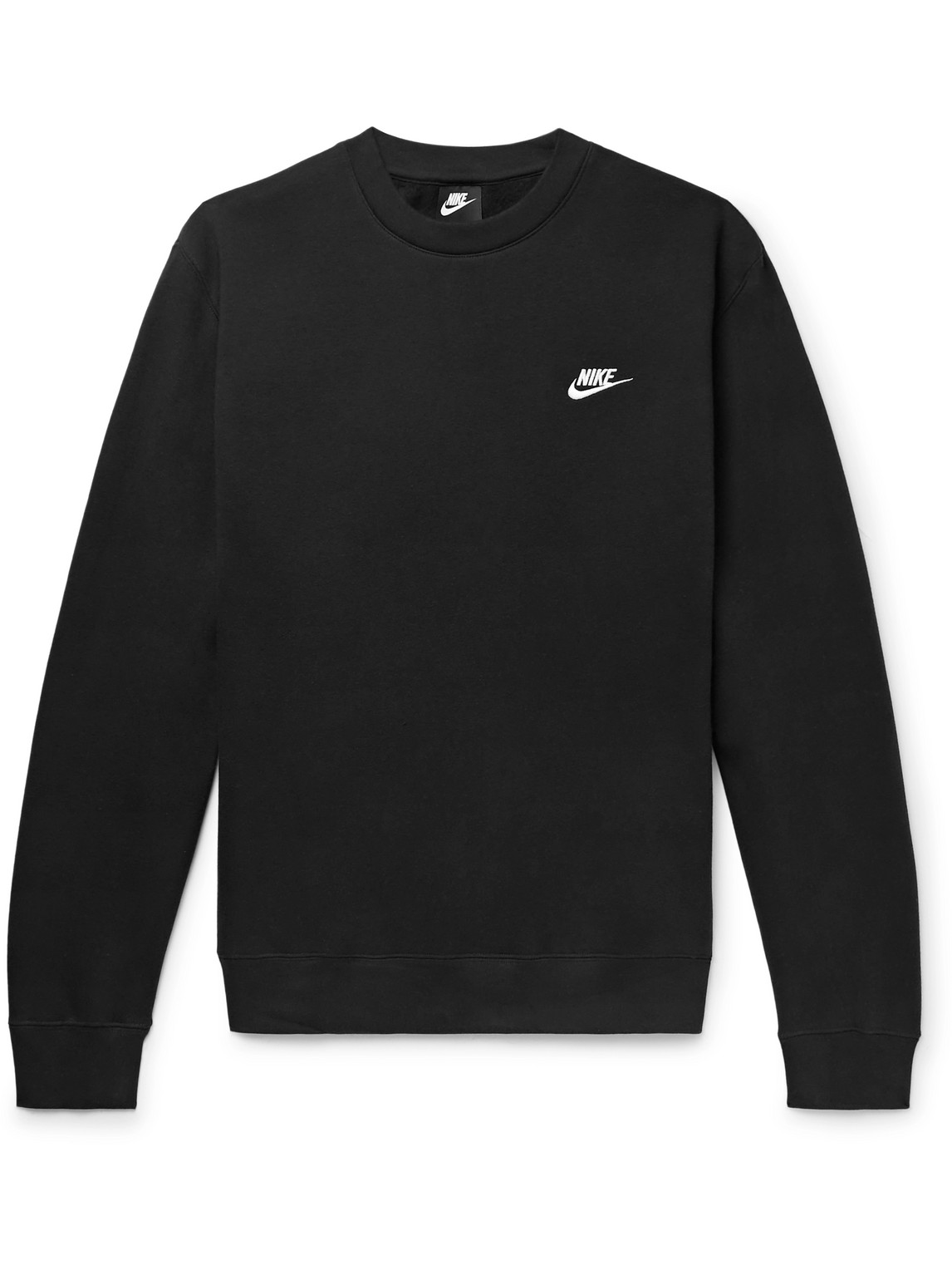 Shop Nike Sportswear Club Logo-embroidered Cotton-blend Tech Fleece Sweatshirt In Black