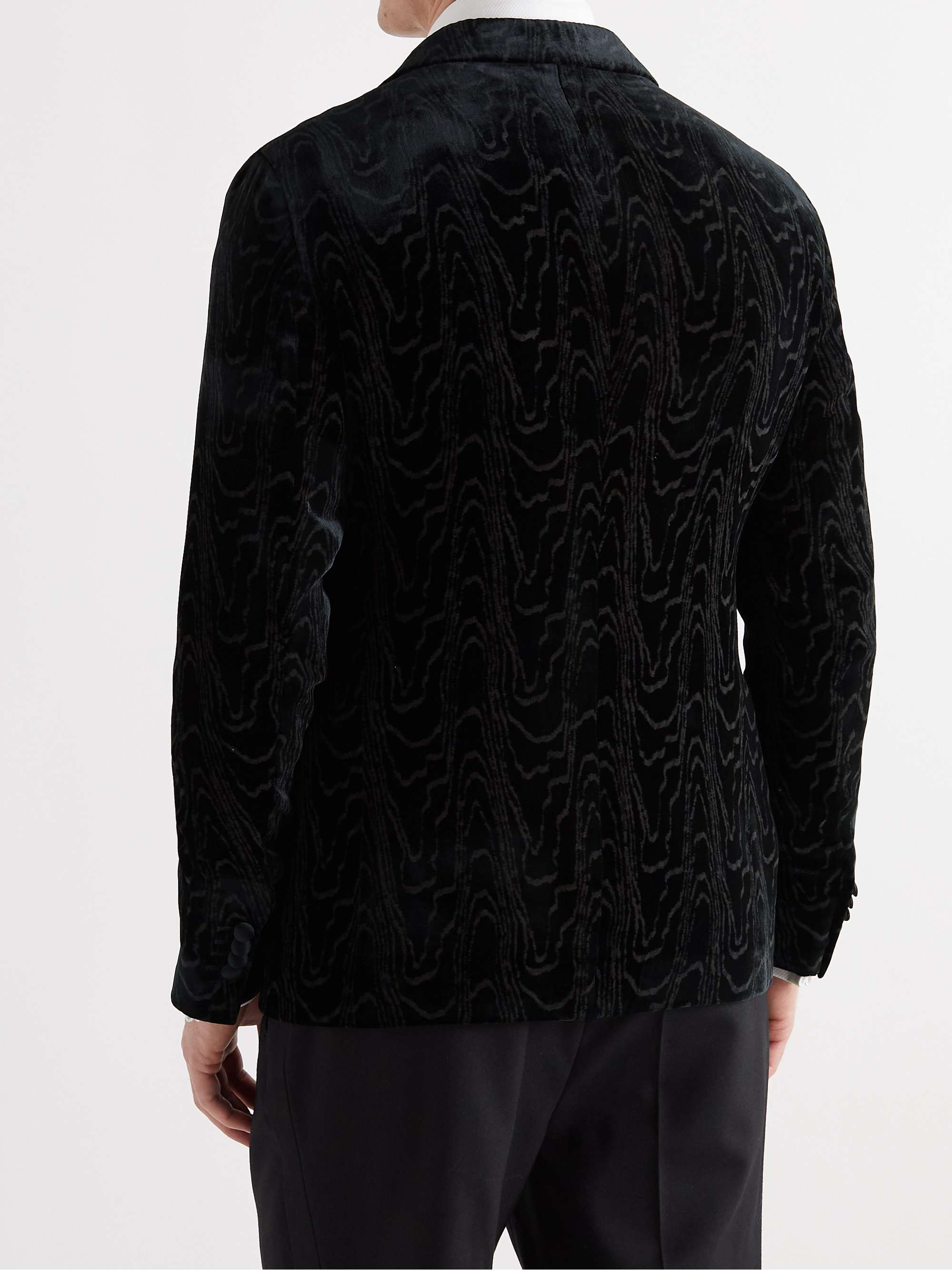 GIORGIO ARMANI Double-Breasted Silk-Trimmed Velvet Moire Tuxedo Jacket