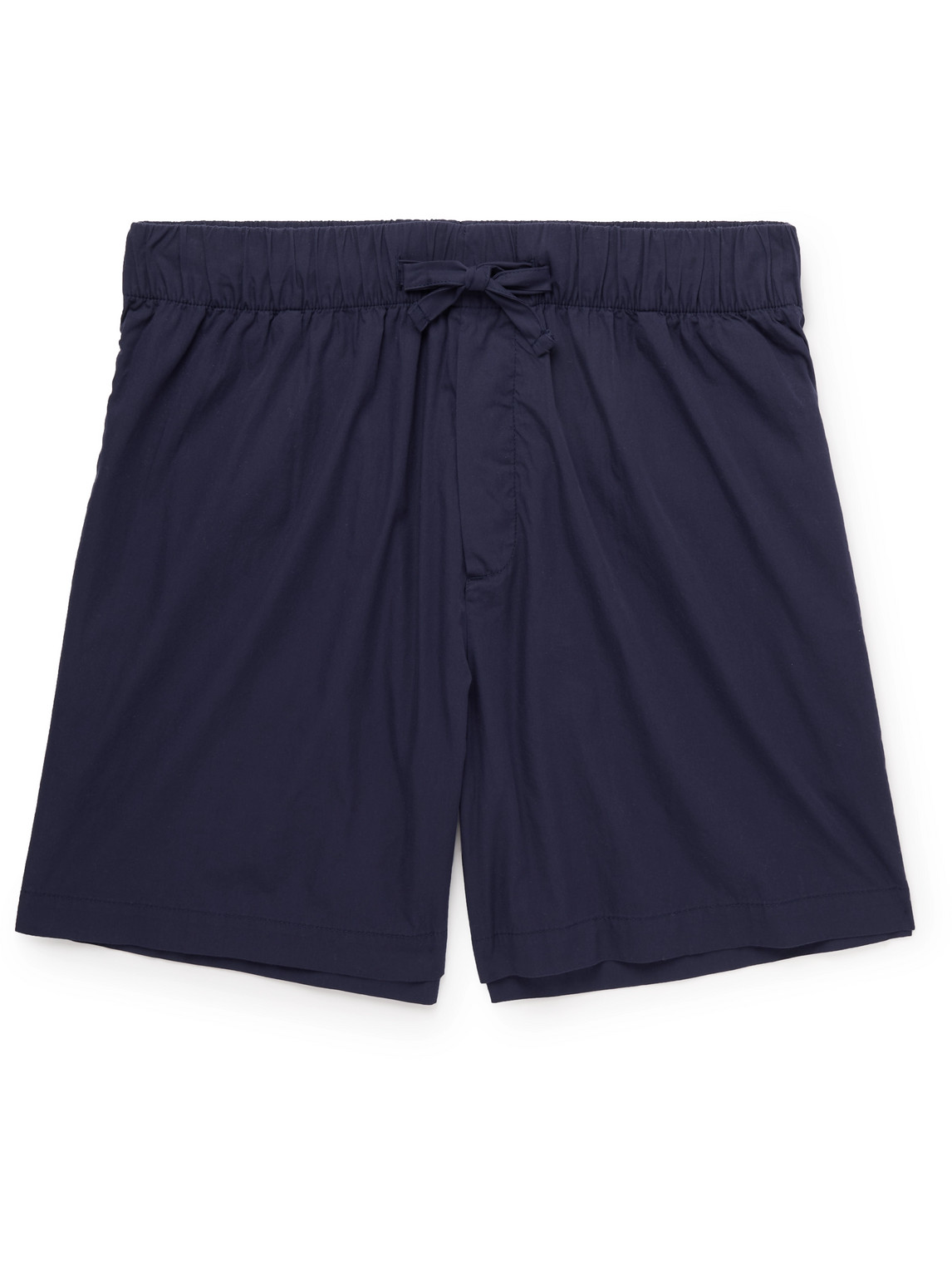 Tekla High-waisted Drawstring Poplin Shorts In Blue