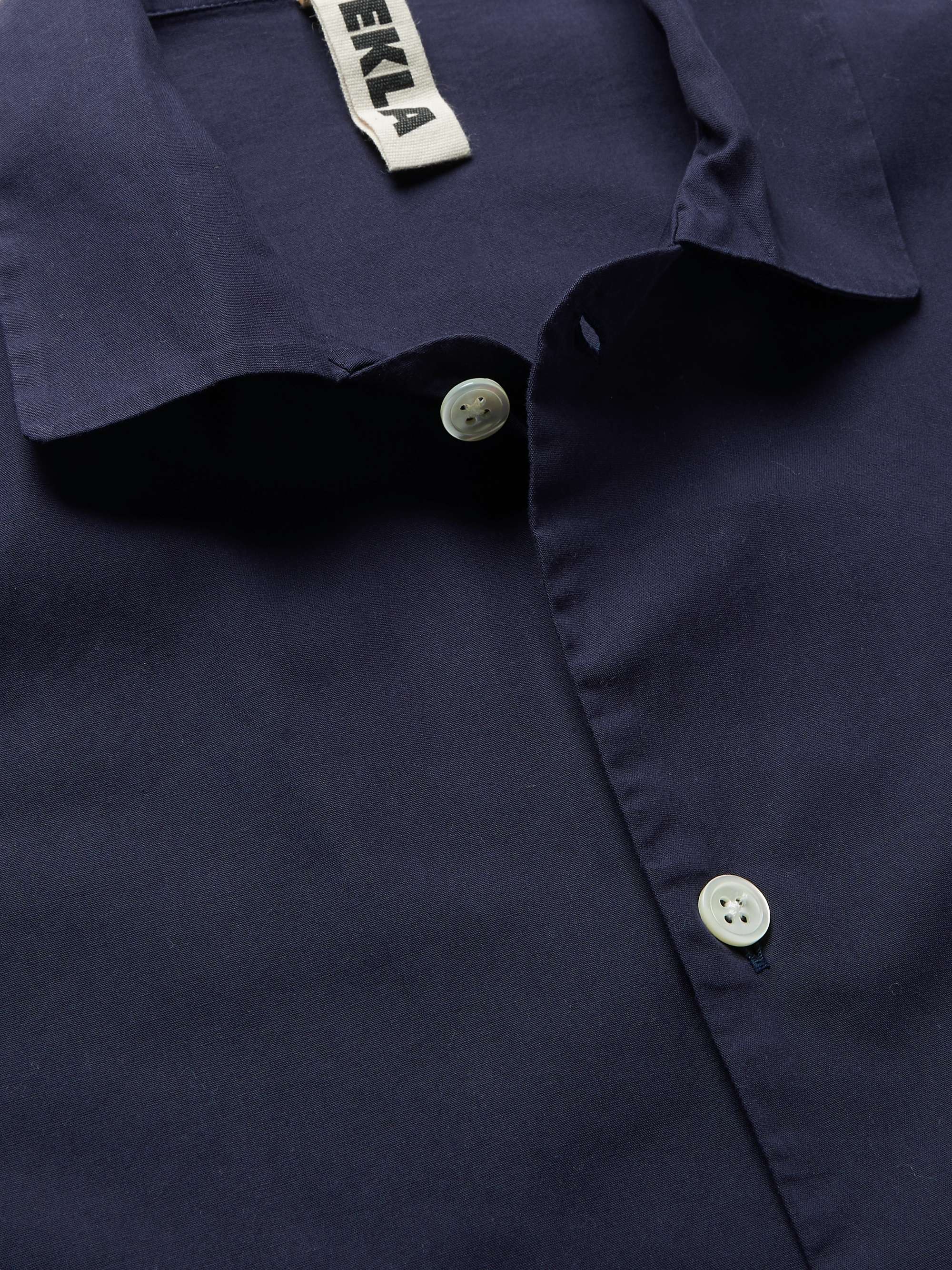 TEKLA Camp-Collar Organic Cotton-Poplin Pyjama Shirt