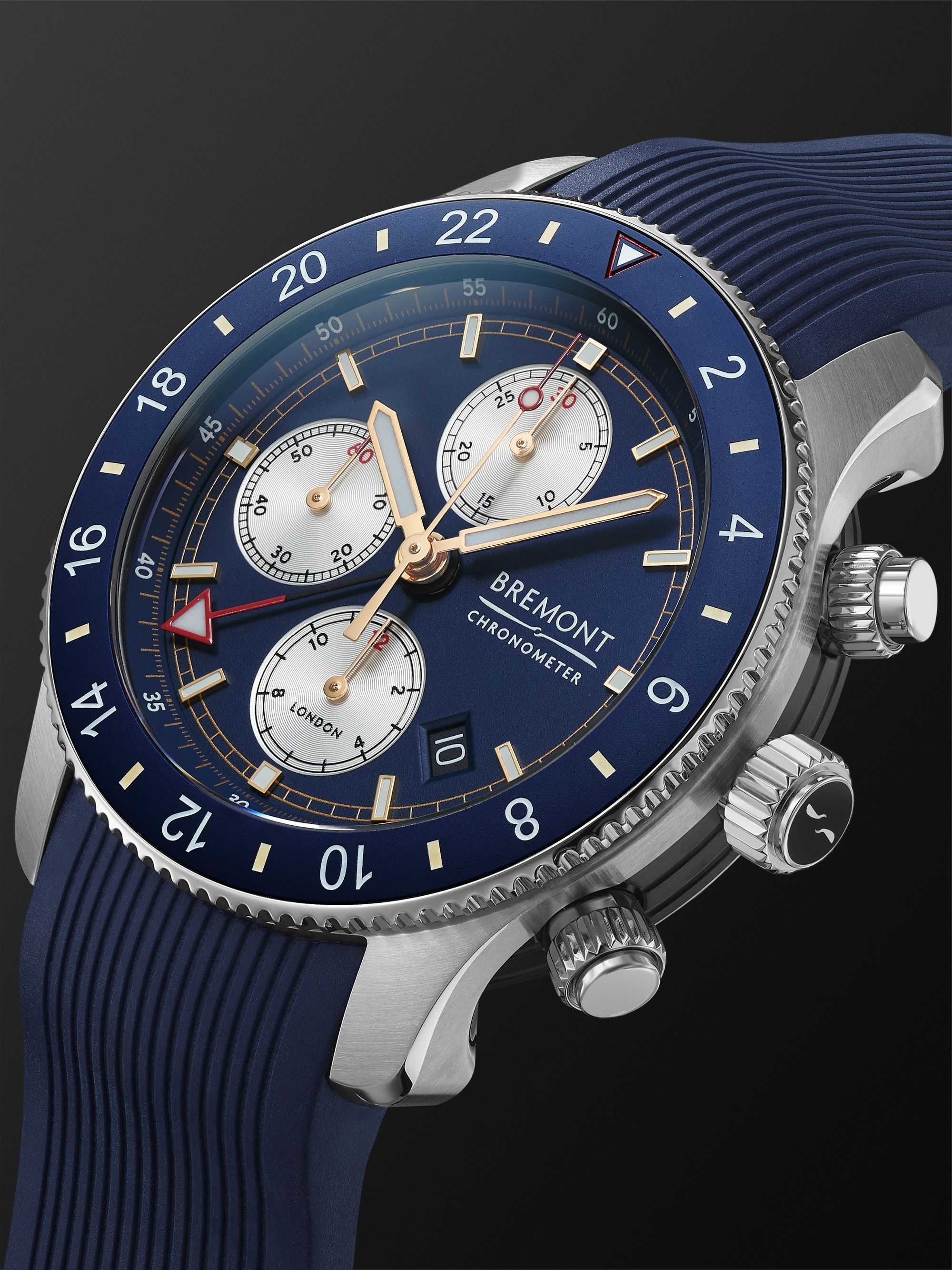 BREMONT Supermarine Sport Automatic Chronograph 43mm Stainless Steel and Rubber Watch, Ref. No. S200