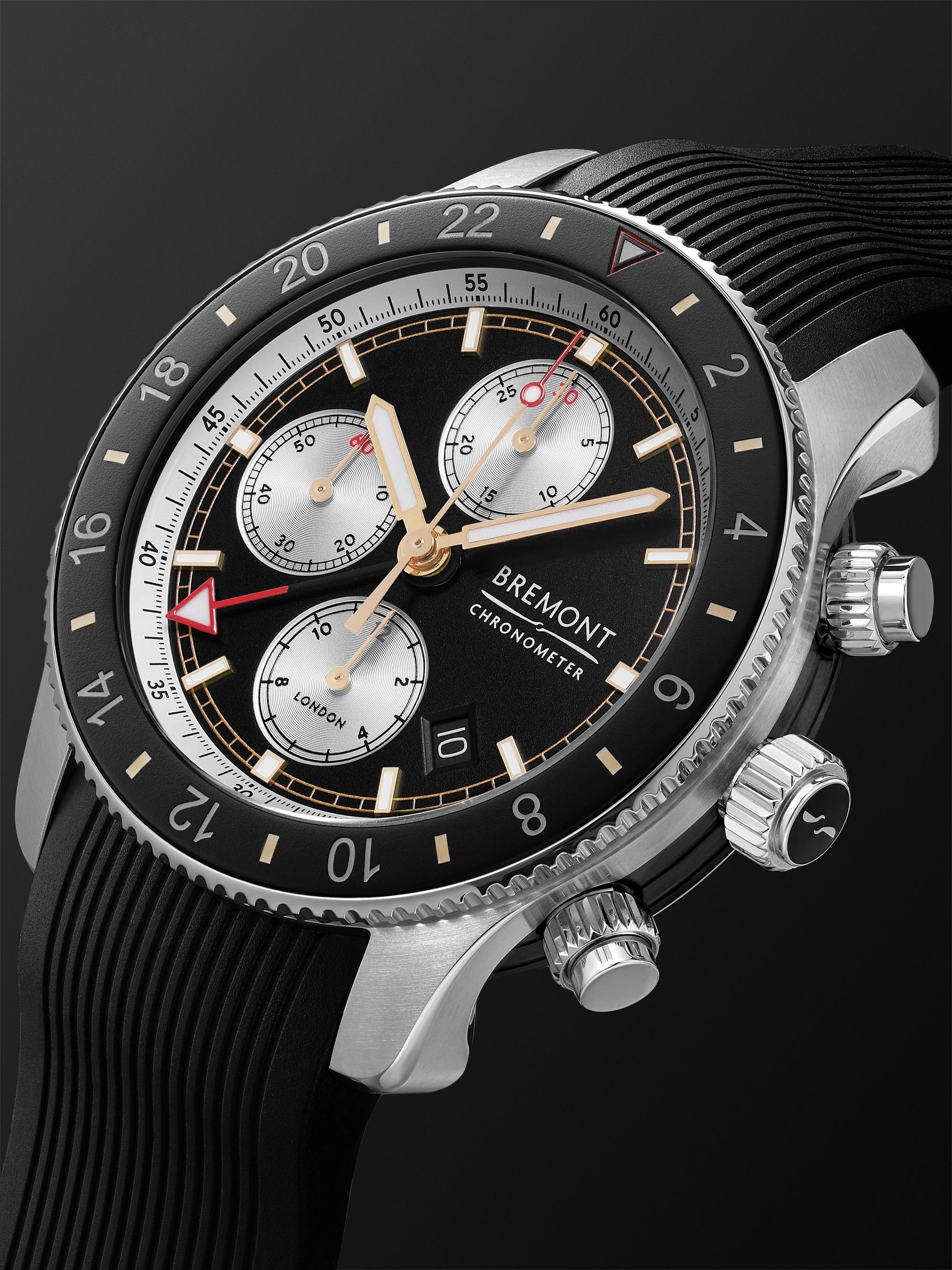 BREMONT Supermarine Sport Automatic Chronograph 43mm Stainless Steel and Rubber Watch, Ref. No. S200