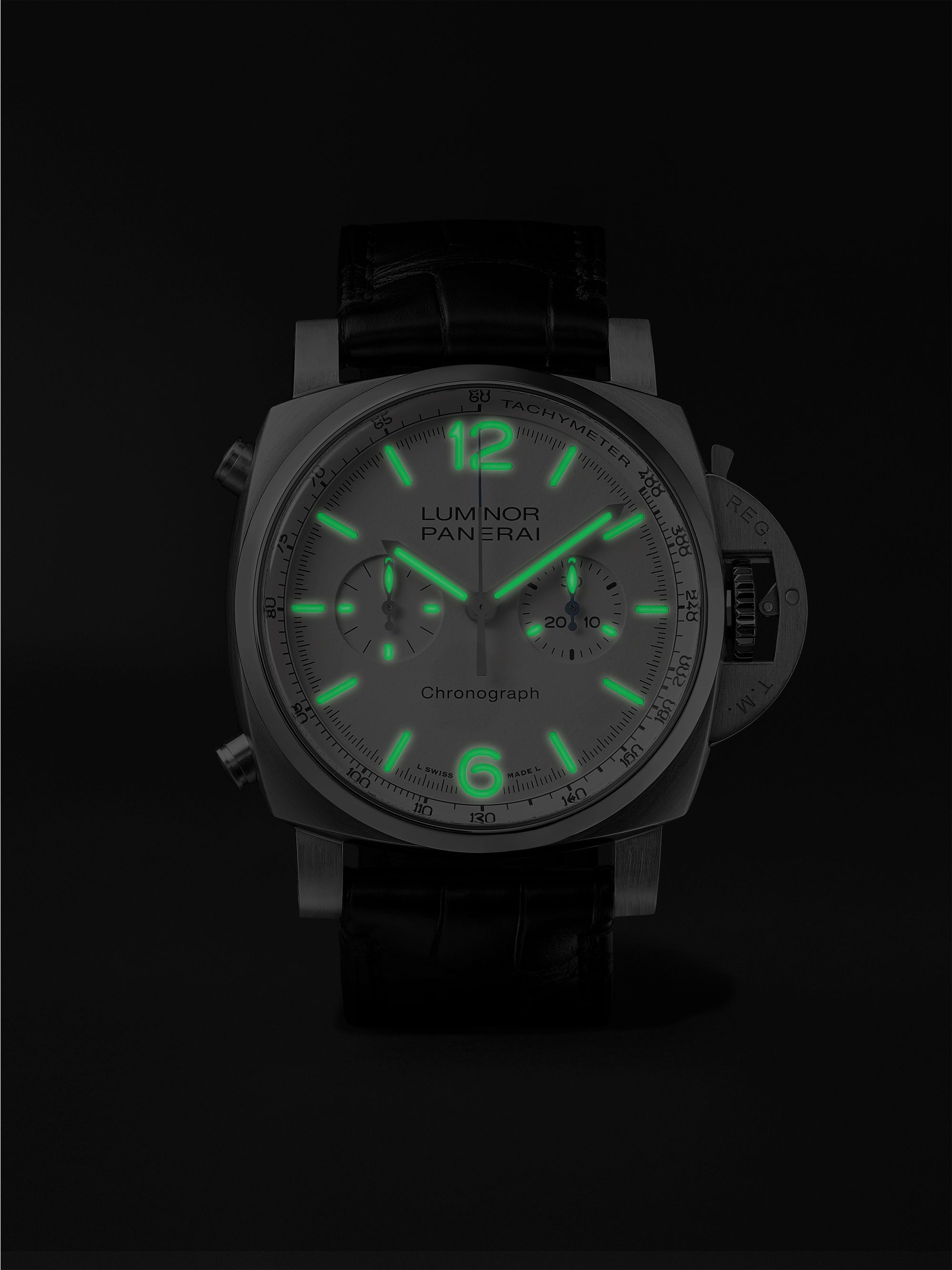 PANERAI Luminor Chrono Automatic Flyback Chronograph 44mm Stainless Steel and Alligator Watch, Ref. No. PAM1218
