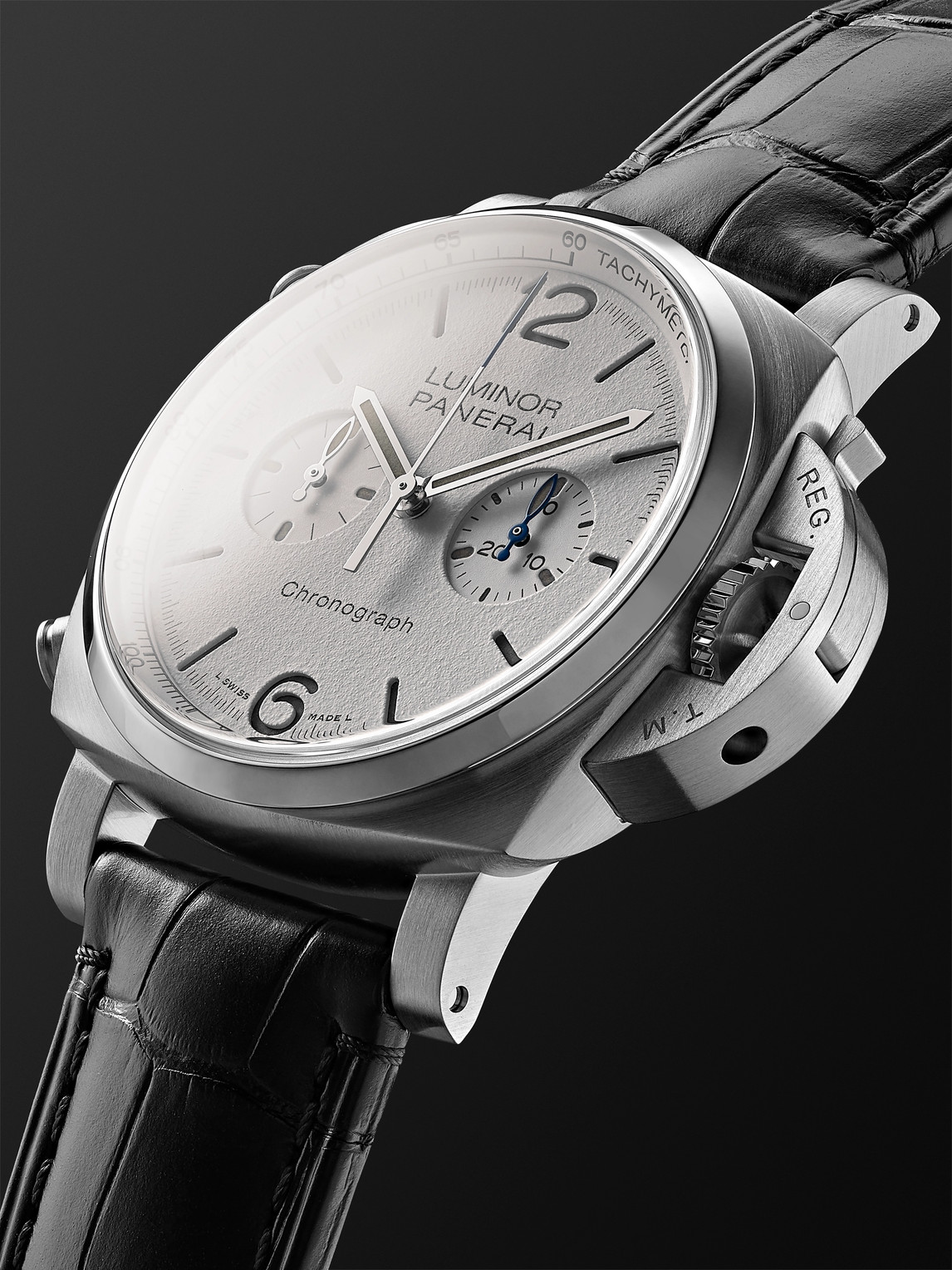  Panerai - Luminor Chrono Automatic Flyback Chronograph 44mm Stainless Steel And Alligator Watch, Ref. No. Pam1218 - Men - White 
