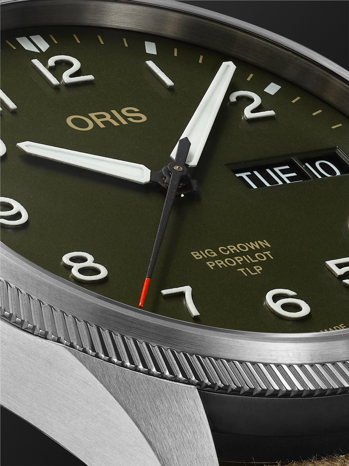 Shop Oris Tlp Big Crown Propilot Limited Edition Automatic 44mm Stainless Steel And Canvas Watch, Ref. No. 01  In Green