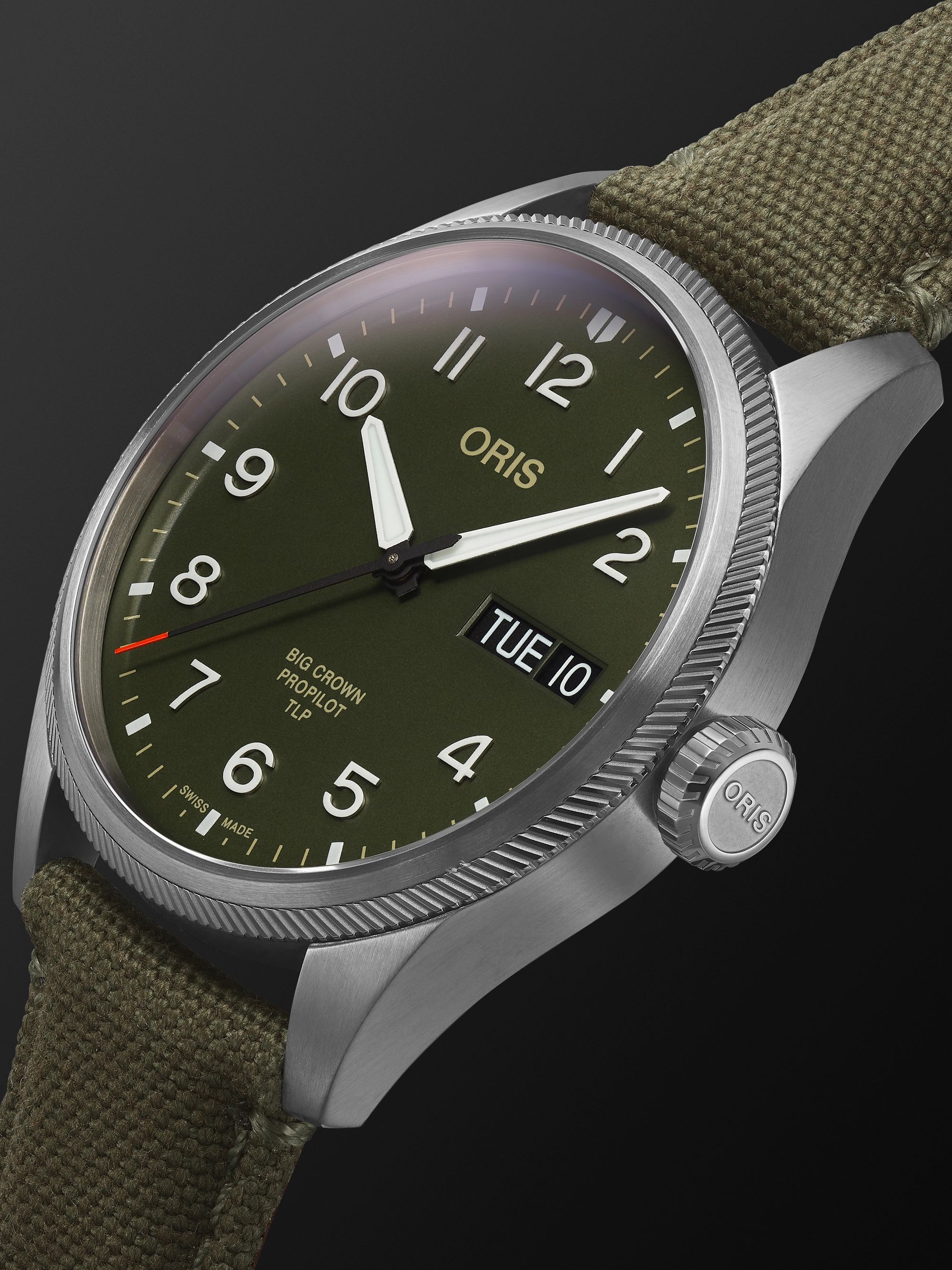 ORIS + TLP Big Crown ProPilot Limited Edition Automatic 44mm Stainless Steel and Canvas Watch, Ref. No. 01 752 7760 4287-Set