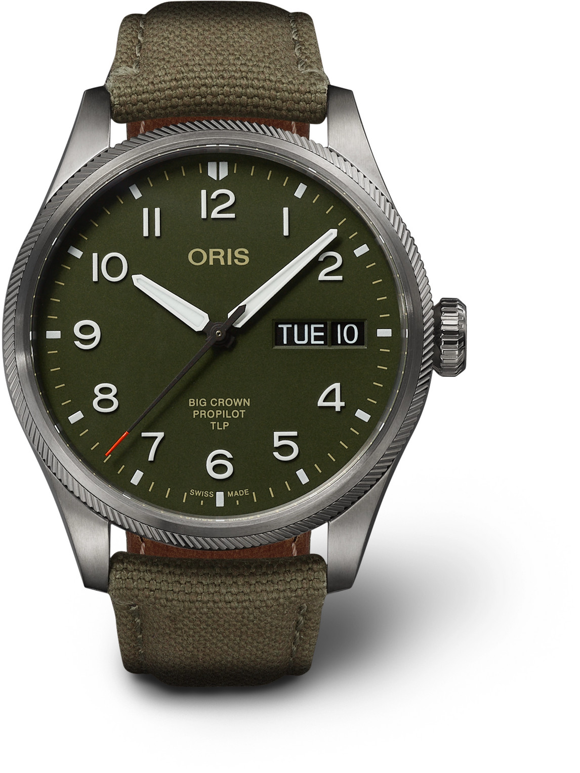 Oris Tlp Big Crown Propilot Limited Edition Automatic 44mm Stainless Steel And Canvas Watch, Ref. No. 01 In Green