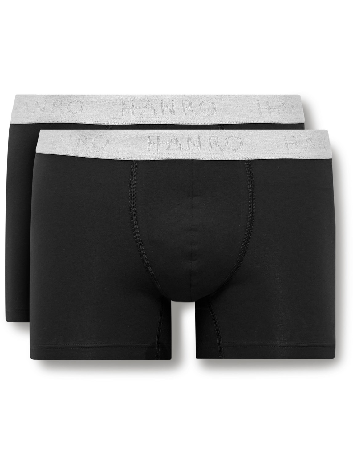 Hanro Essentials Two-pack Stretch-cotton Boxer Briefs In Black