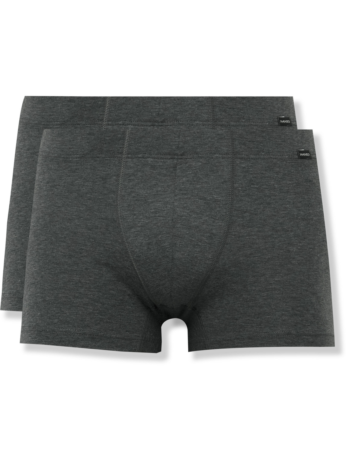 Hanro Cotton Essentials 2-pack Boxer Briefs In Gray