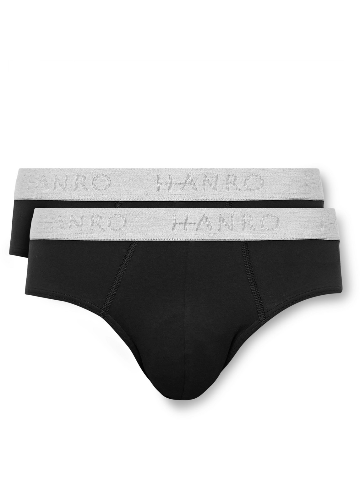 Hanro Pack Of Two Essentials Cotton-blend Briefs In Black