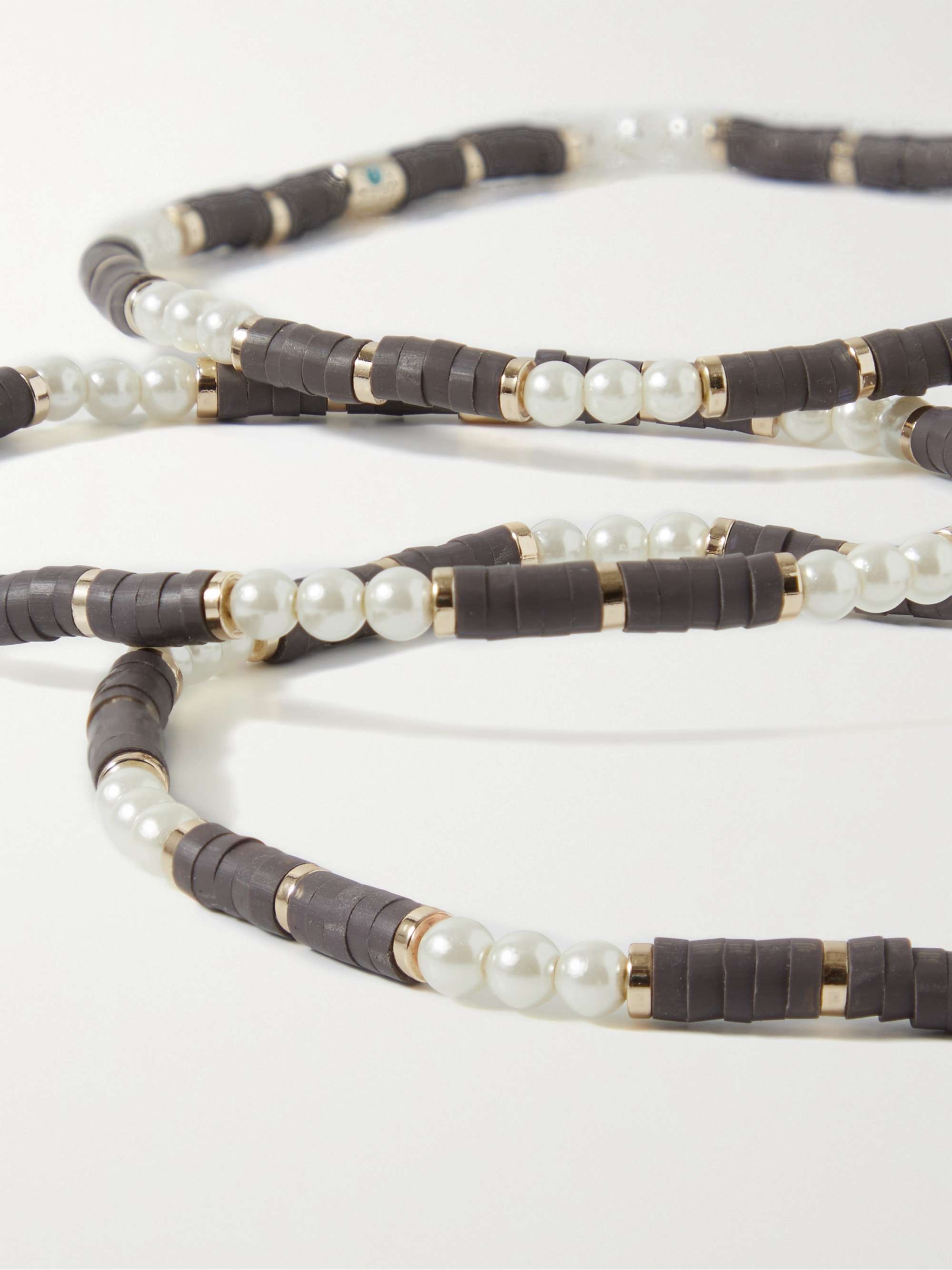 ROXANNE ASSOULIN Set of Three Enamel, Faux Pearl and Gold-Tone Bracelets