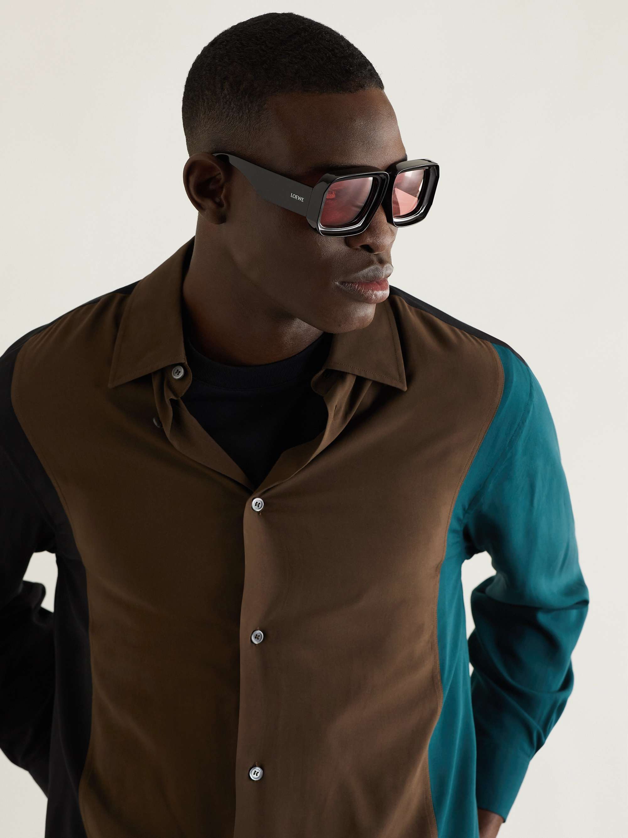 LOEWE + Paula's Ibiza Oversized D-Frame Tortoiseshell Acetate Sunglasses