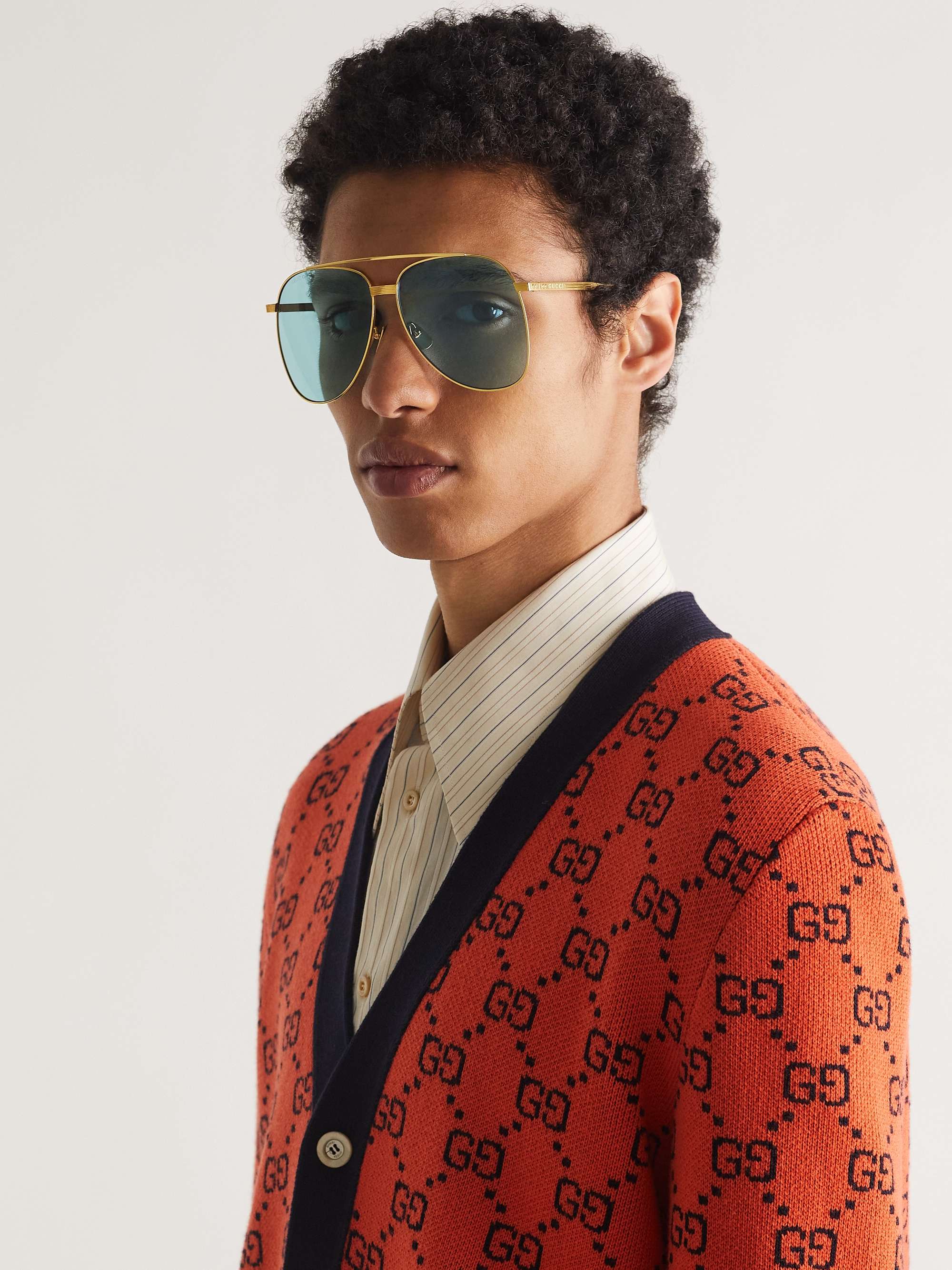 GUCCI EYEWEAR Aviator-Style Gold-Tone Sunglasses
