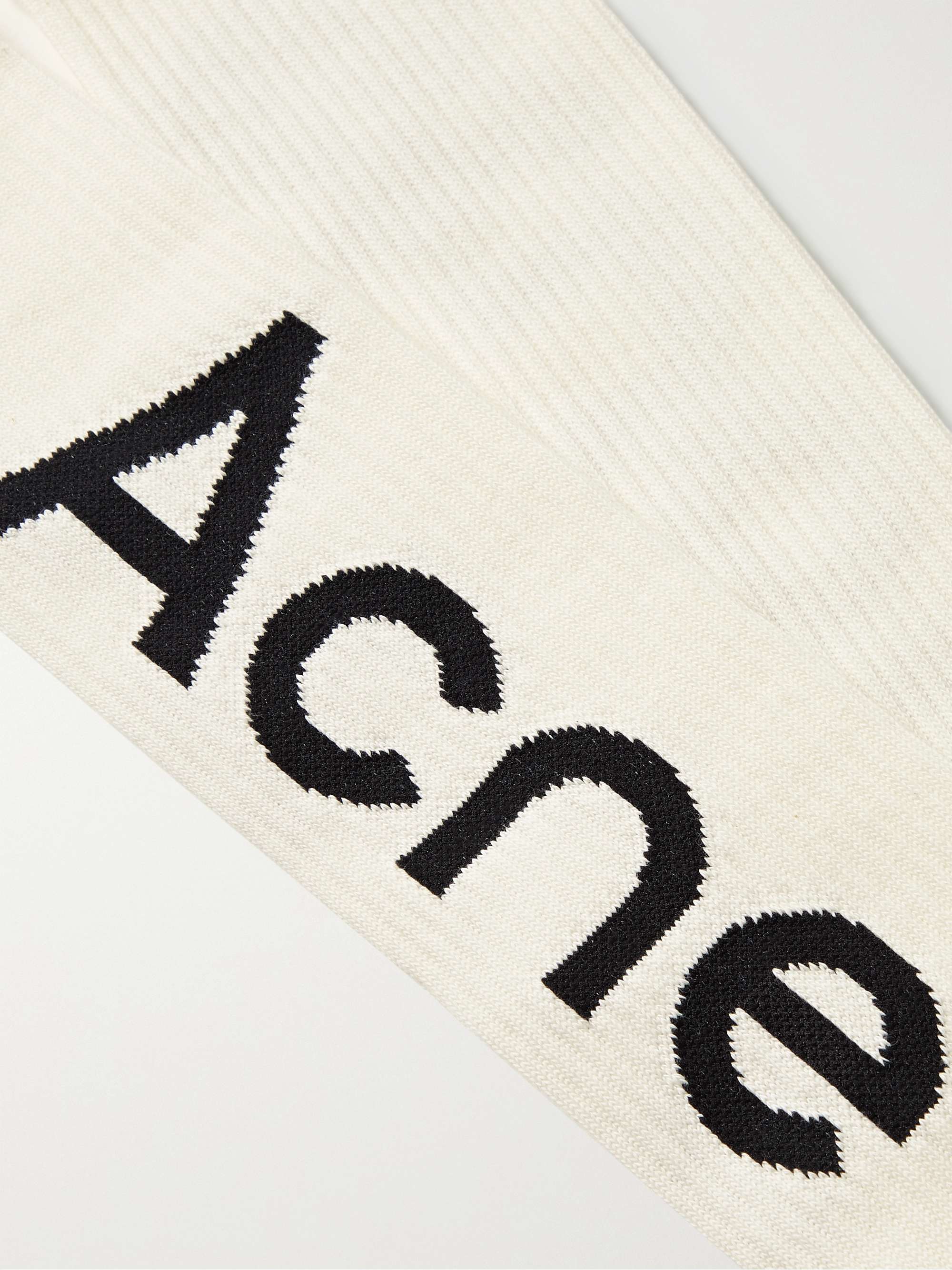 ACNE STUDIOS Logo-Jacquard Ribbed Stretch Cotton-Blend Socks
