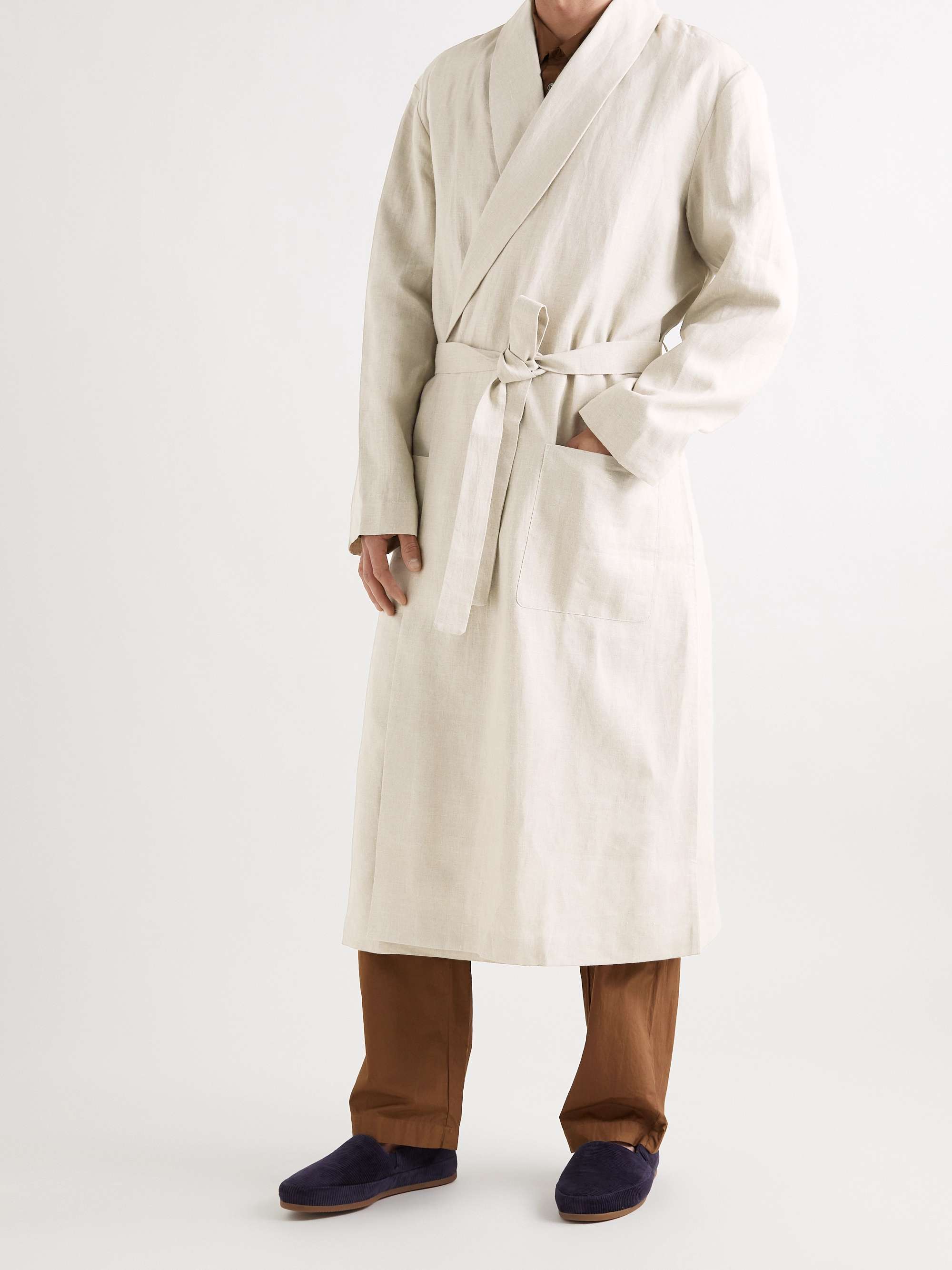 ÉCHAPPER Belted Linen-Canvas Robe
