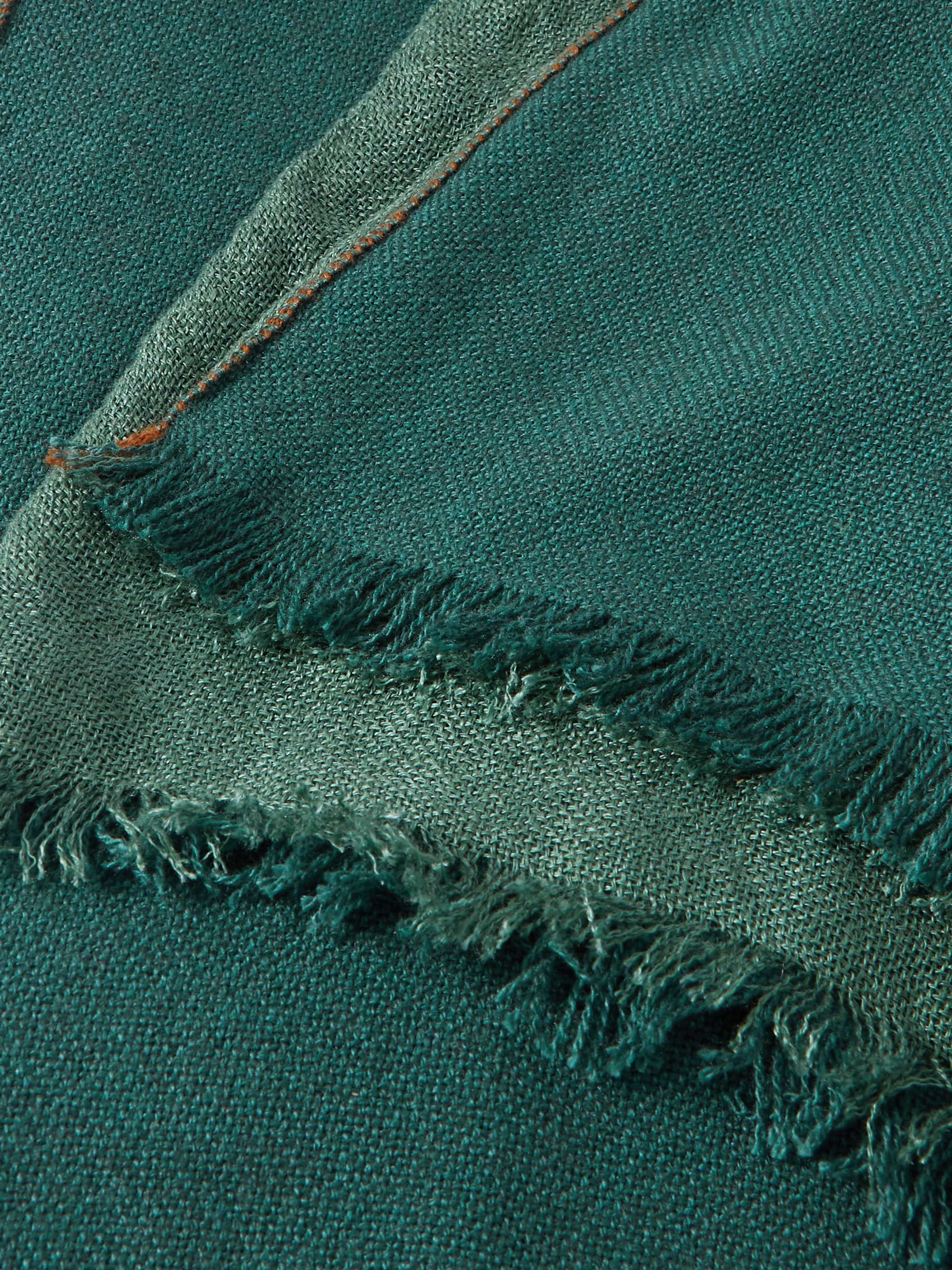 R+D.LAB Tubo Fringed Two-Tone Linen, Cashmere and Silk-Blend Throw