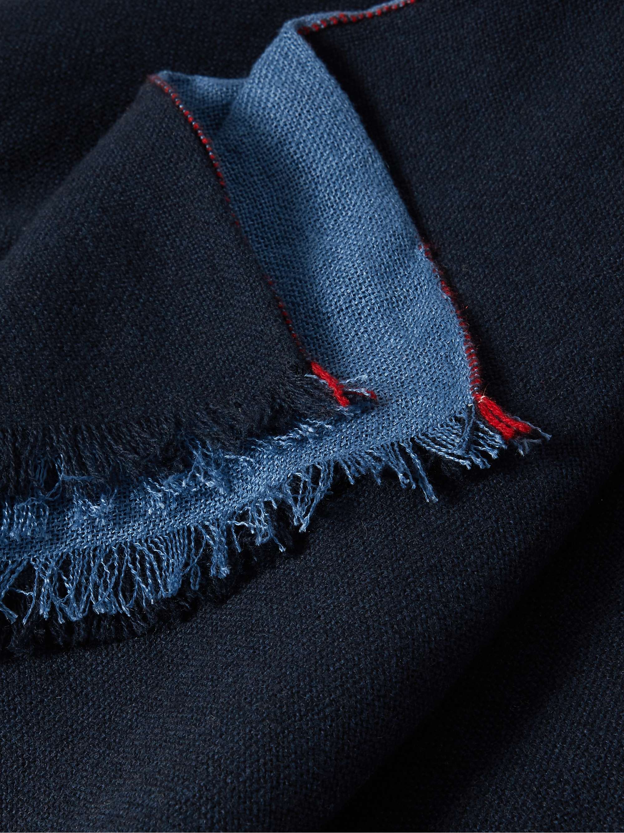 R+D.LAB Tubo Fringed Two-Tone Linen, Cashmere and Silk-Blend Throw