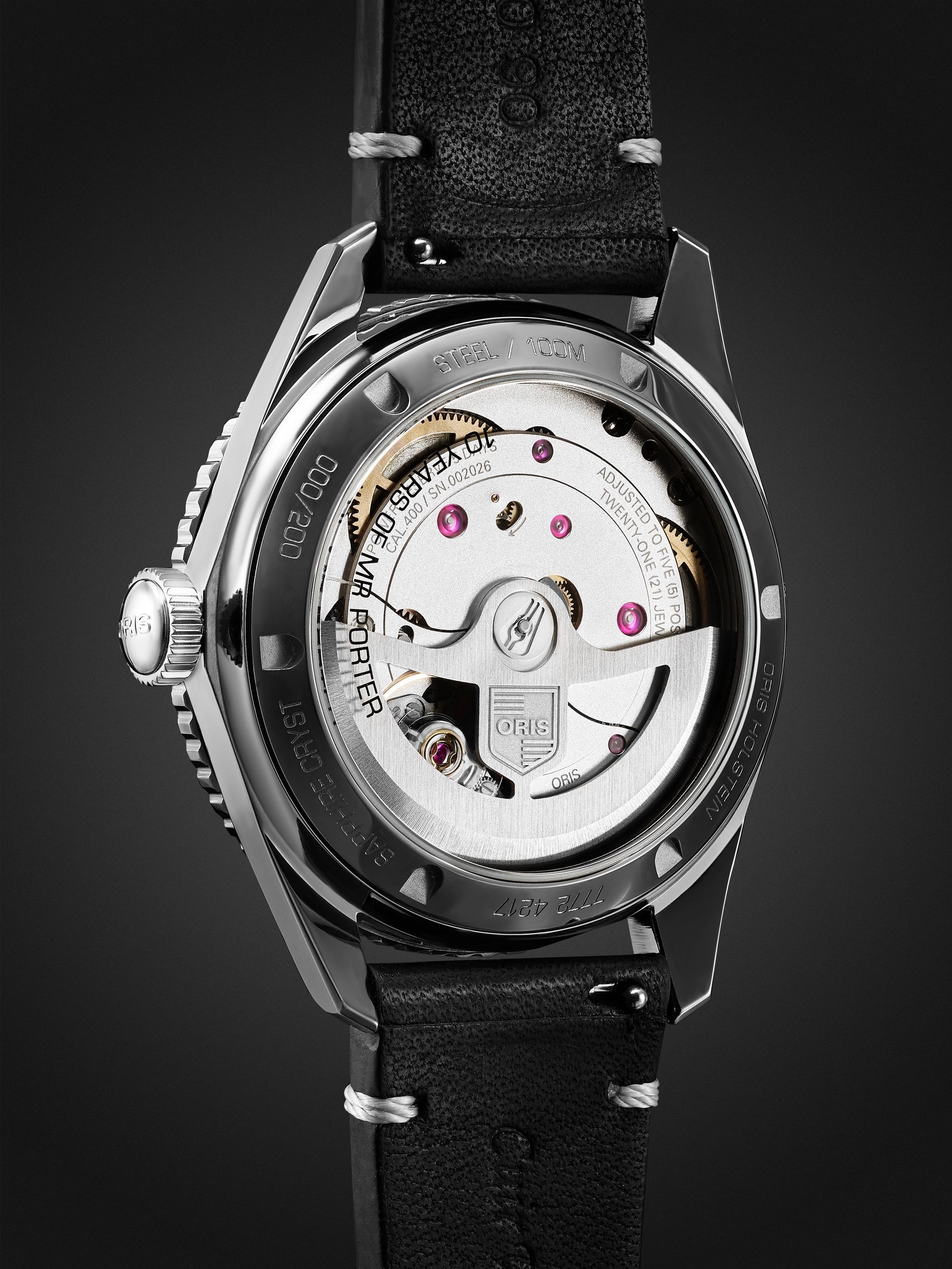 ORIS + MR PORTER Divers-Sixty Five 10th Birthday Limited Edition Automatic 40mm PVD-Coated Stainless Steel and Leather Watch, Ref. No. 01 400 7772 4217-Set