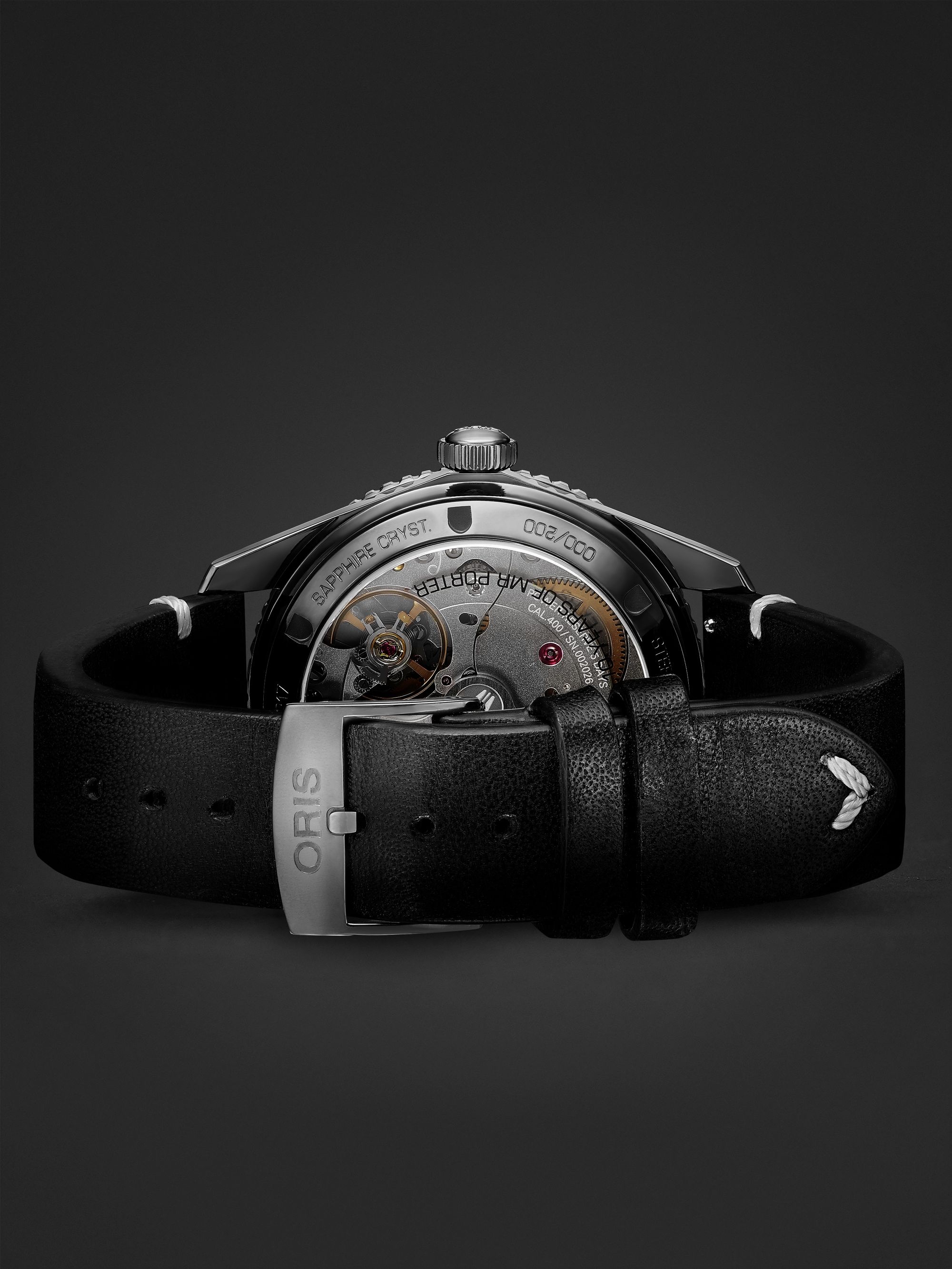 ORIS + MR PORTER Divers-Sixty Five 10th Birthday Limited Edition Automatic 40mm PVD-Coated Stainless Steel and Leather Watch, Ref. No. 01 400 7772 4217-Set