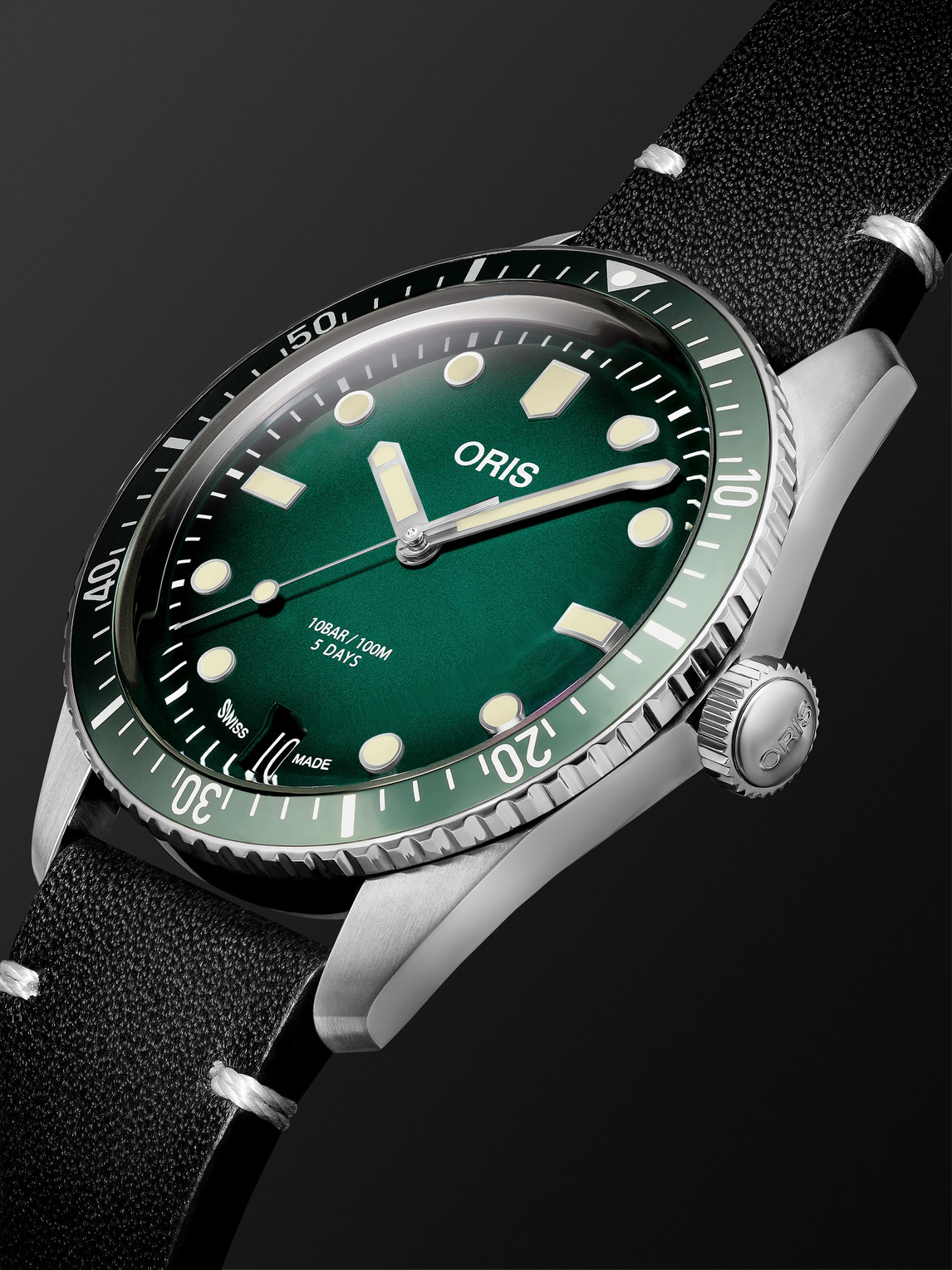  Oris - Mr Porter Divers-sixty Five 10th Birthday Limited Edition Automatic 40mm Pvd-coated Stainless Steel And Leather Watch, Ref. No. 01 400 7772 4217-set - Men - Green - 31 