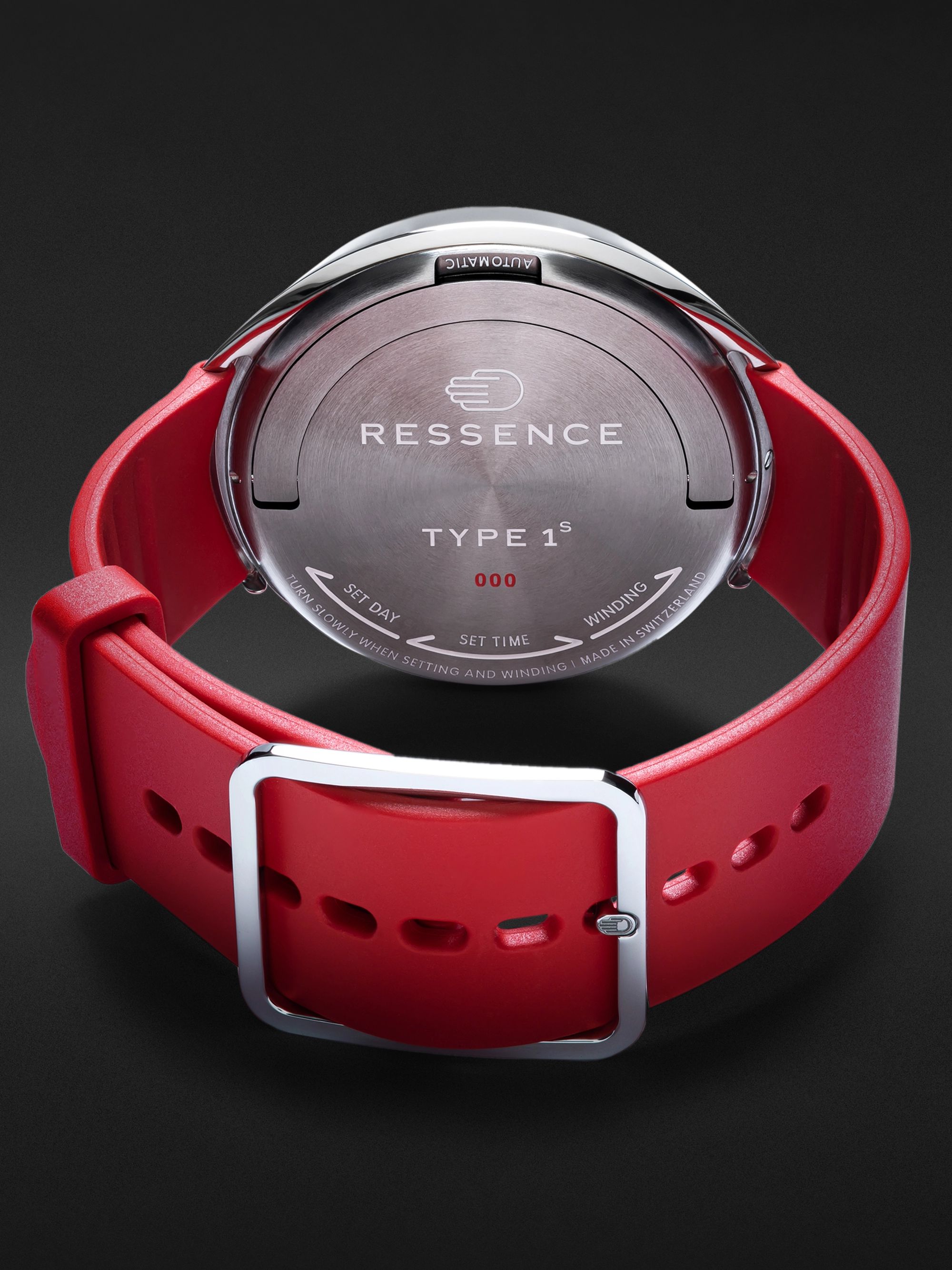 RESSENCE Type 1 Slim Red Limited Edition Automatic 42mm Titanium and Rubber Watch, Ref. No. Type 1S 000