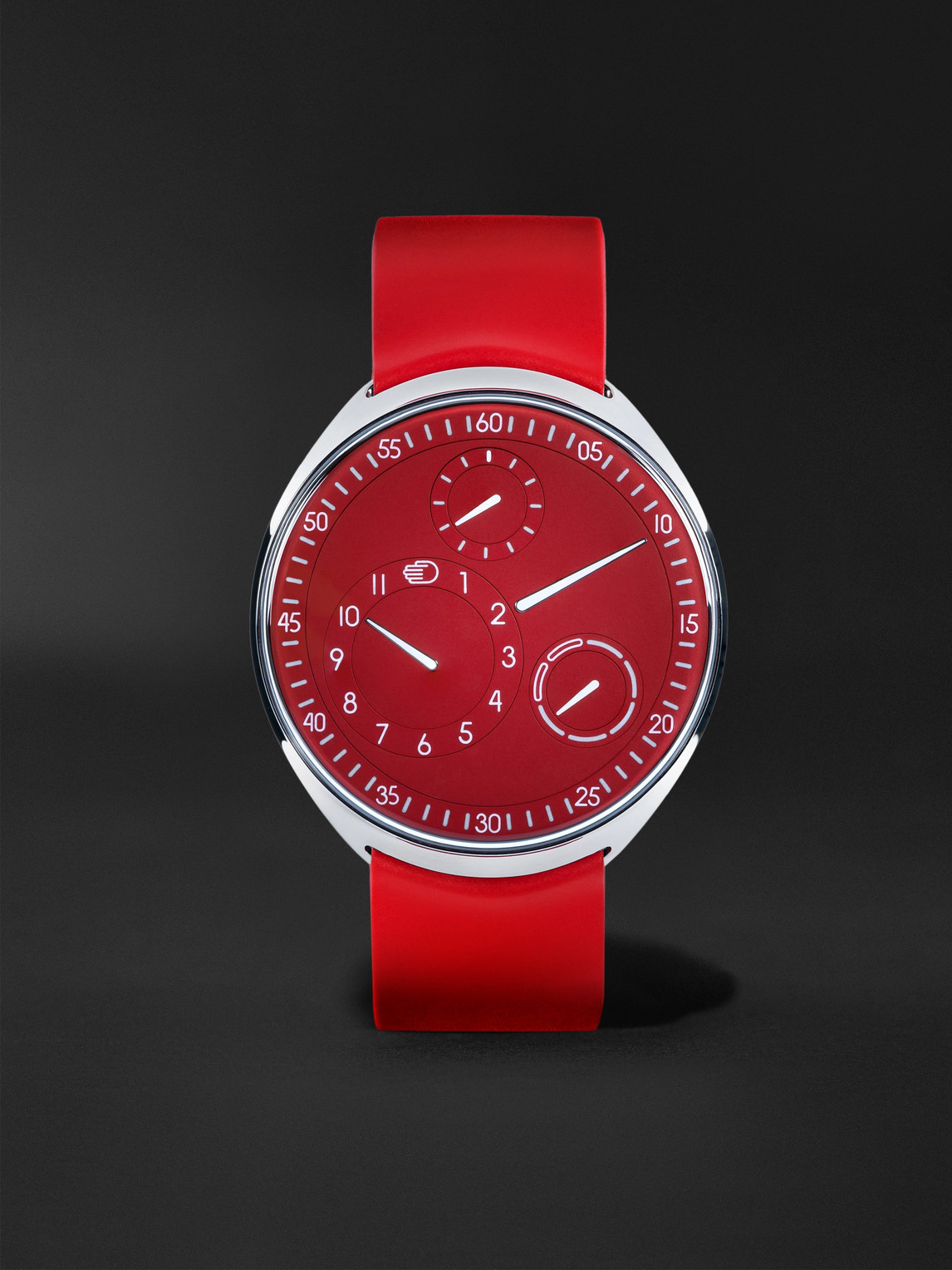 Ressence Type 1 Slim Red Limited Edition Automatic 42mm Titanium And Rubber Watch, Ref. No. Type 1s 000