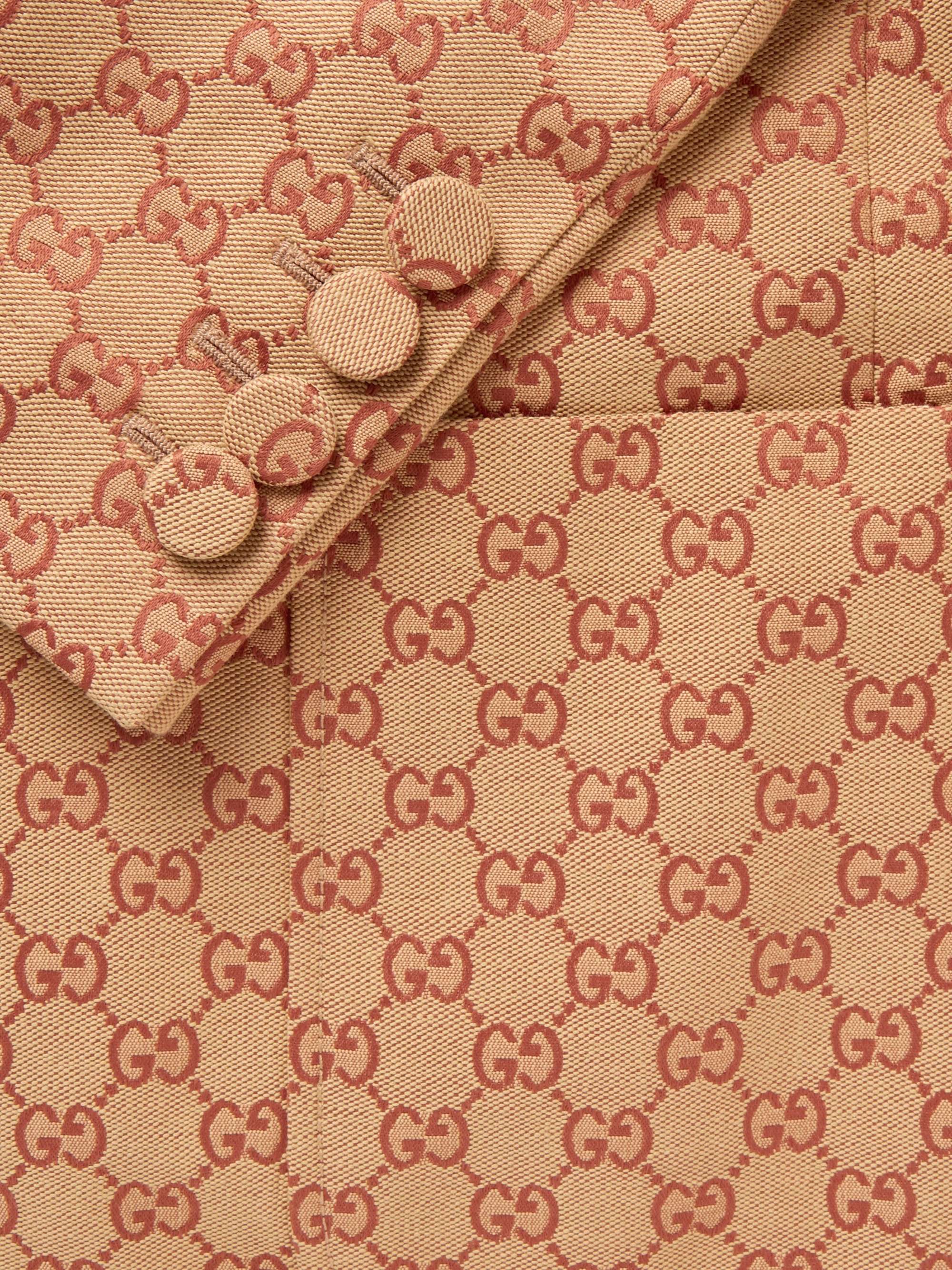 GUCCI Double-Breasted Logo-Jacquard Cotton-Blend Blazer