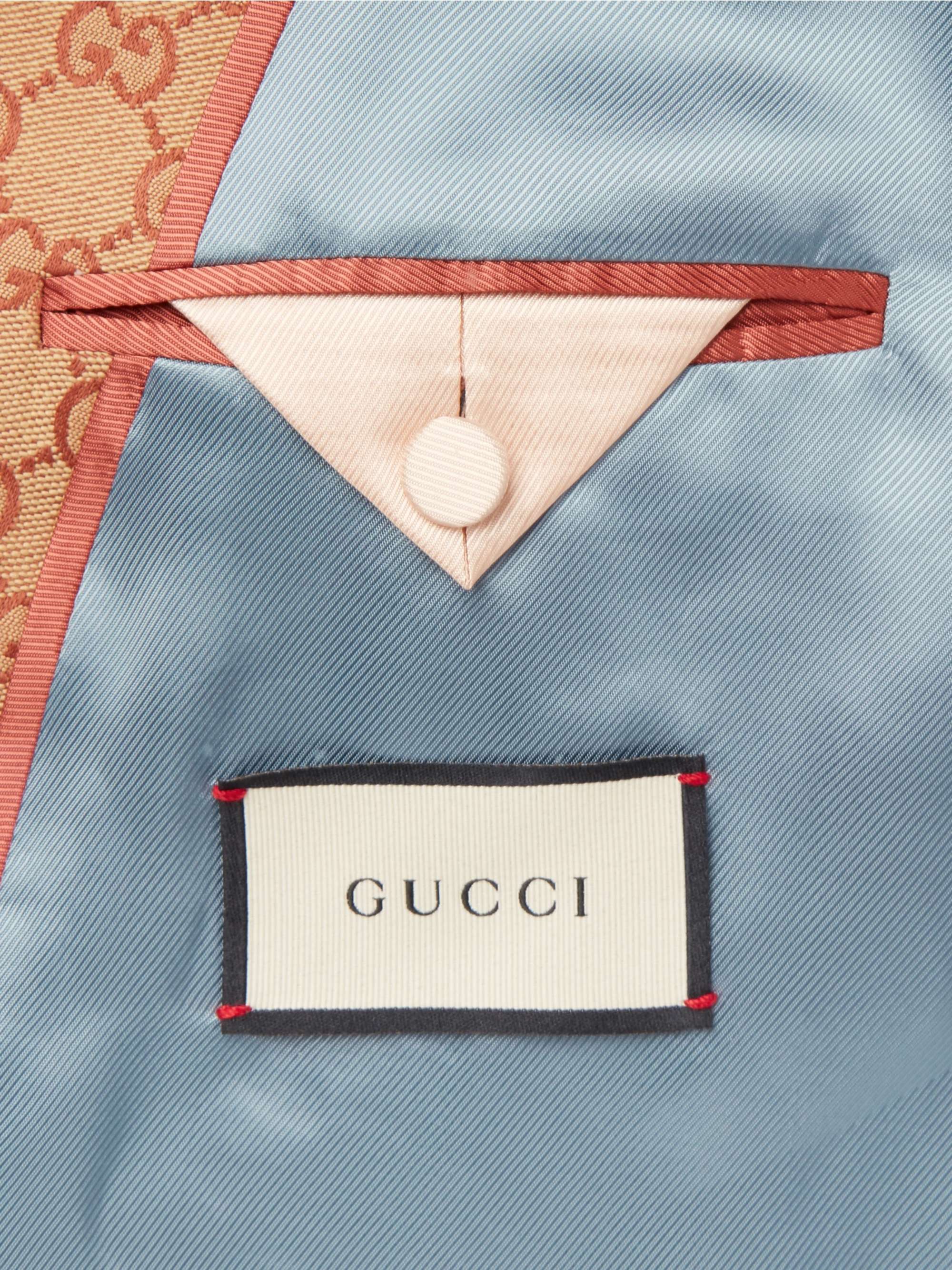 GUCCI Double-Breasted Logo-Jacquard Cotton-Blend Blazer