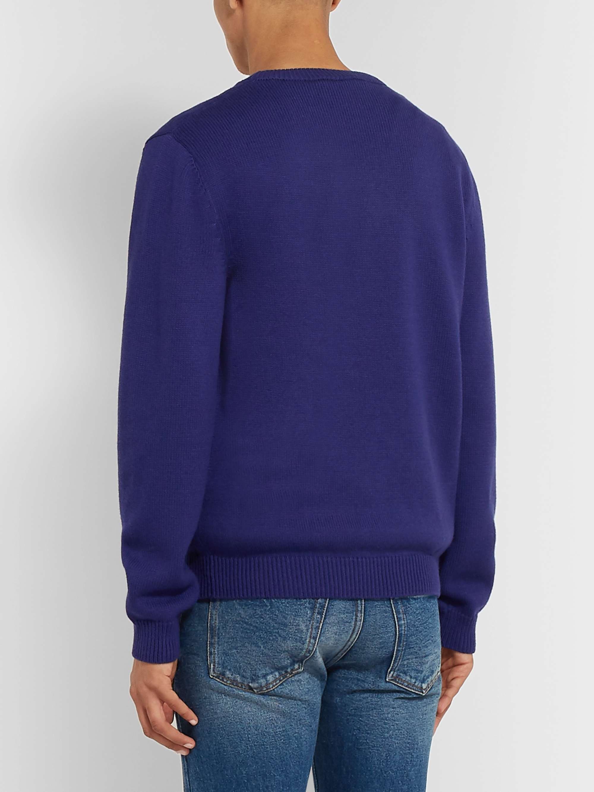 GUCCI Embellished Intarsia Wool and Cotton-Blend Sweater