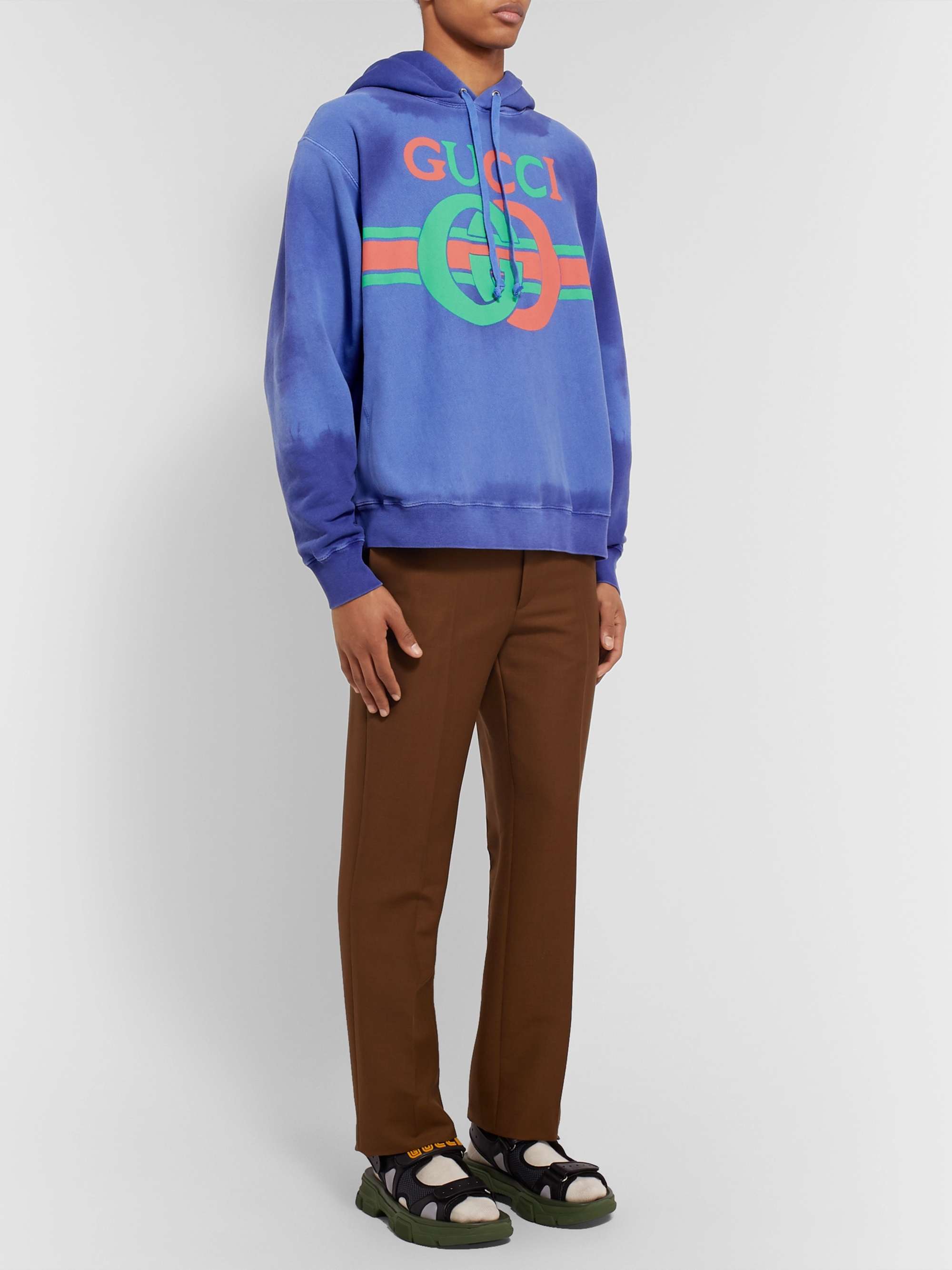 GUCCI Logo-Print Loopback Cotton-Jersey Hoodie | MR PORTER