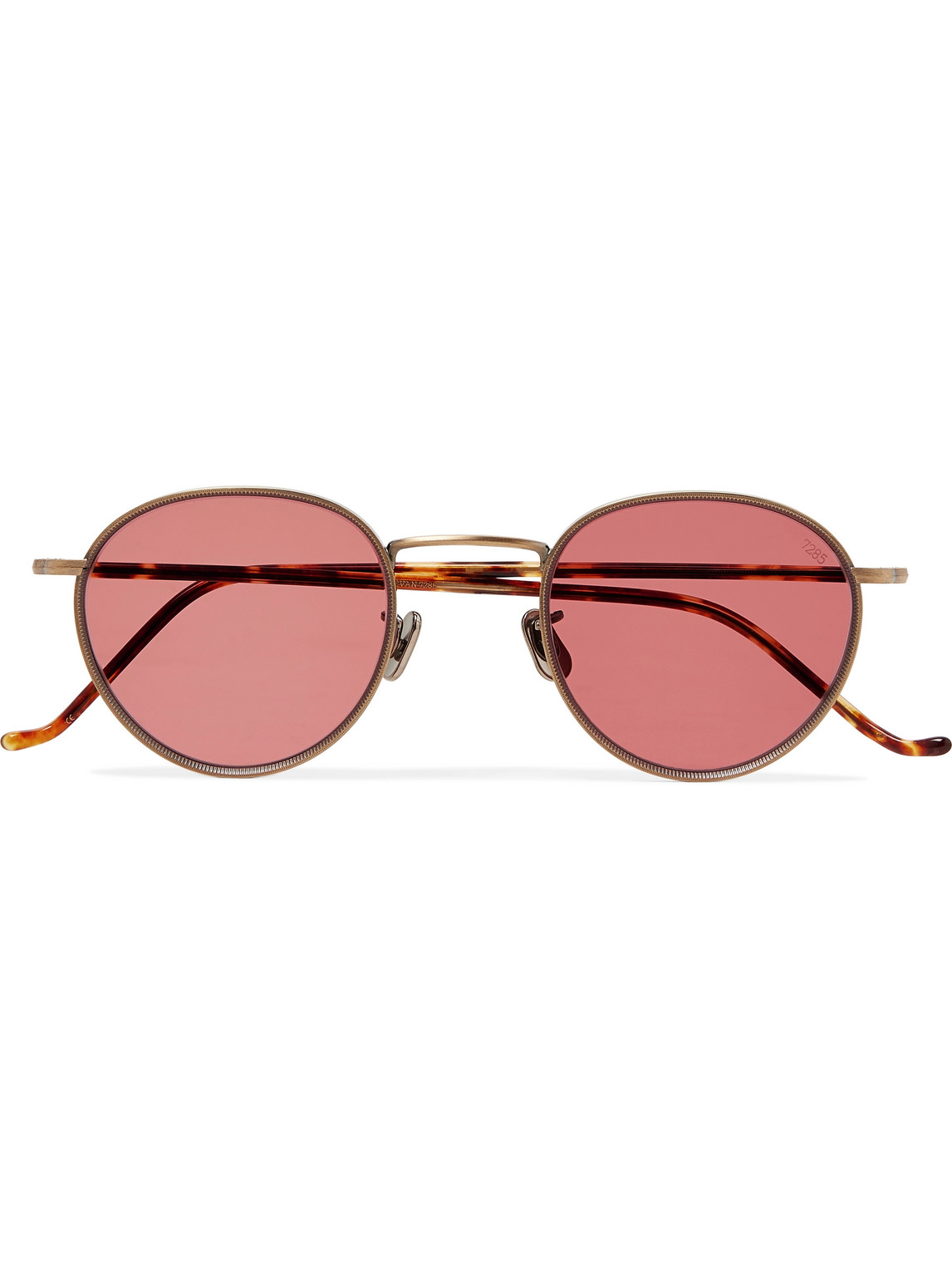 Eyevan 7285 Round-frame Gold-tone Titanium And Tortoiseshell Acetate Sunglasses