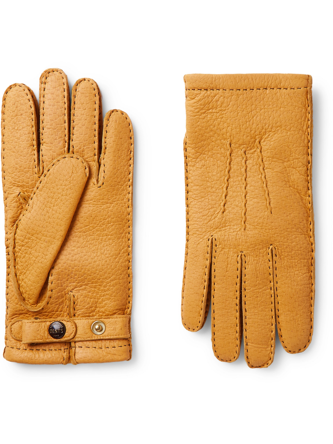 Dents Hampton Cashmere-lined Full-grain Leather Gloves In Yellow